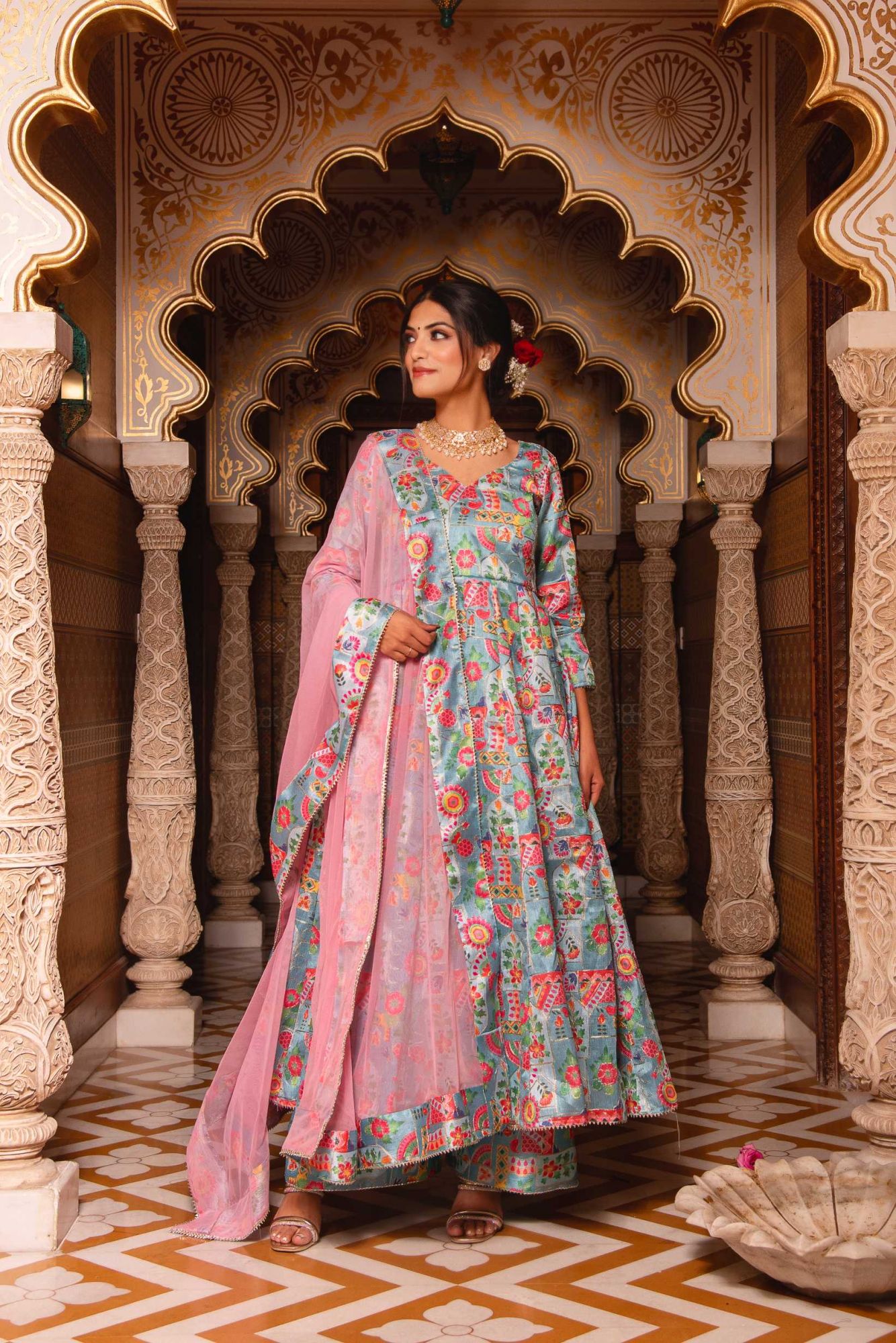 Harlequin SkyBlue Embroided Suit Set