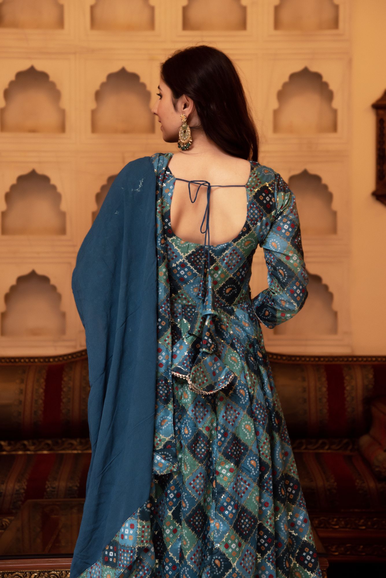 Naaz Sequin Blue Anarkali Suit Set