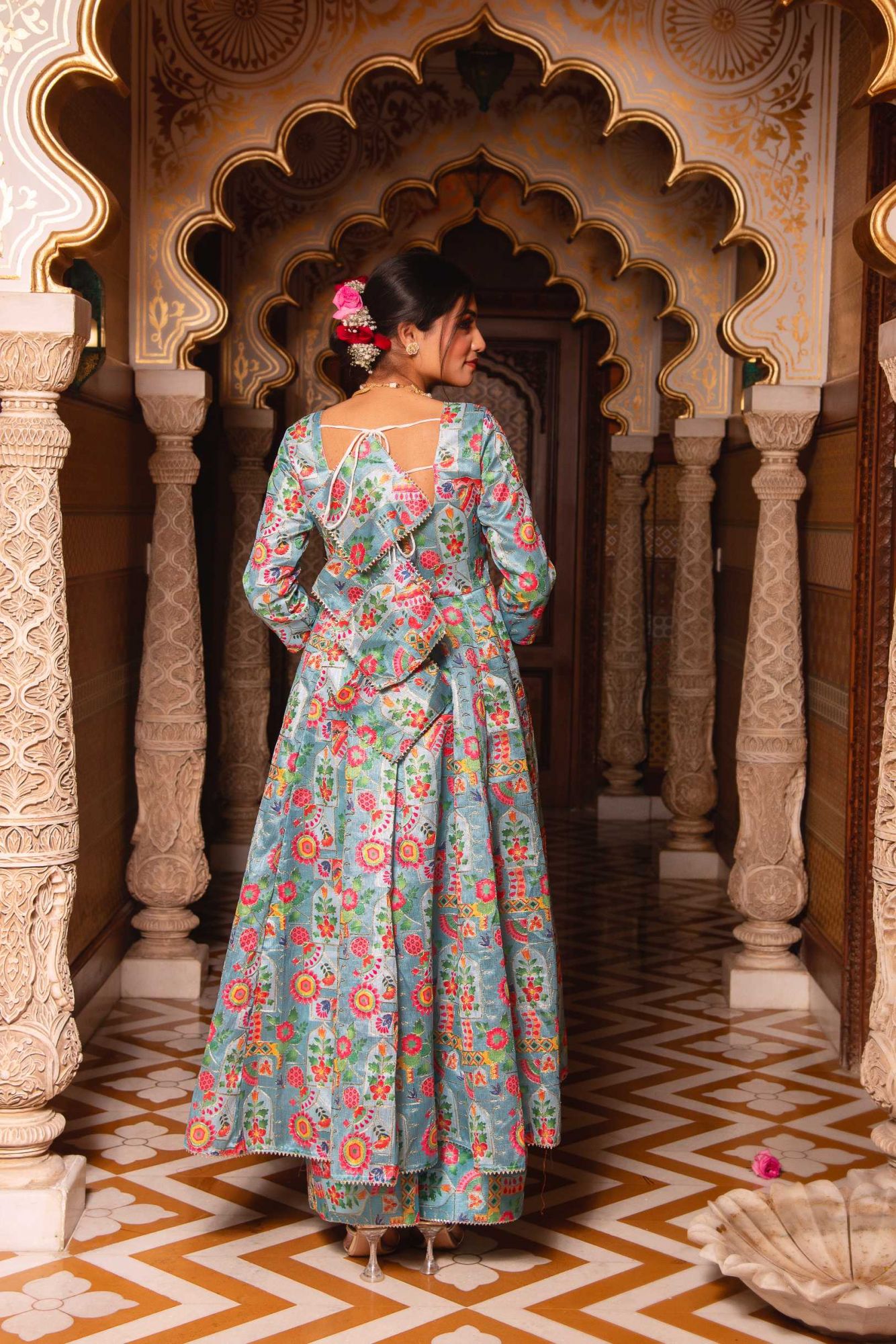 Harlequin SkyBlue Embroided Suit Set