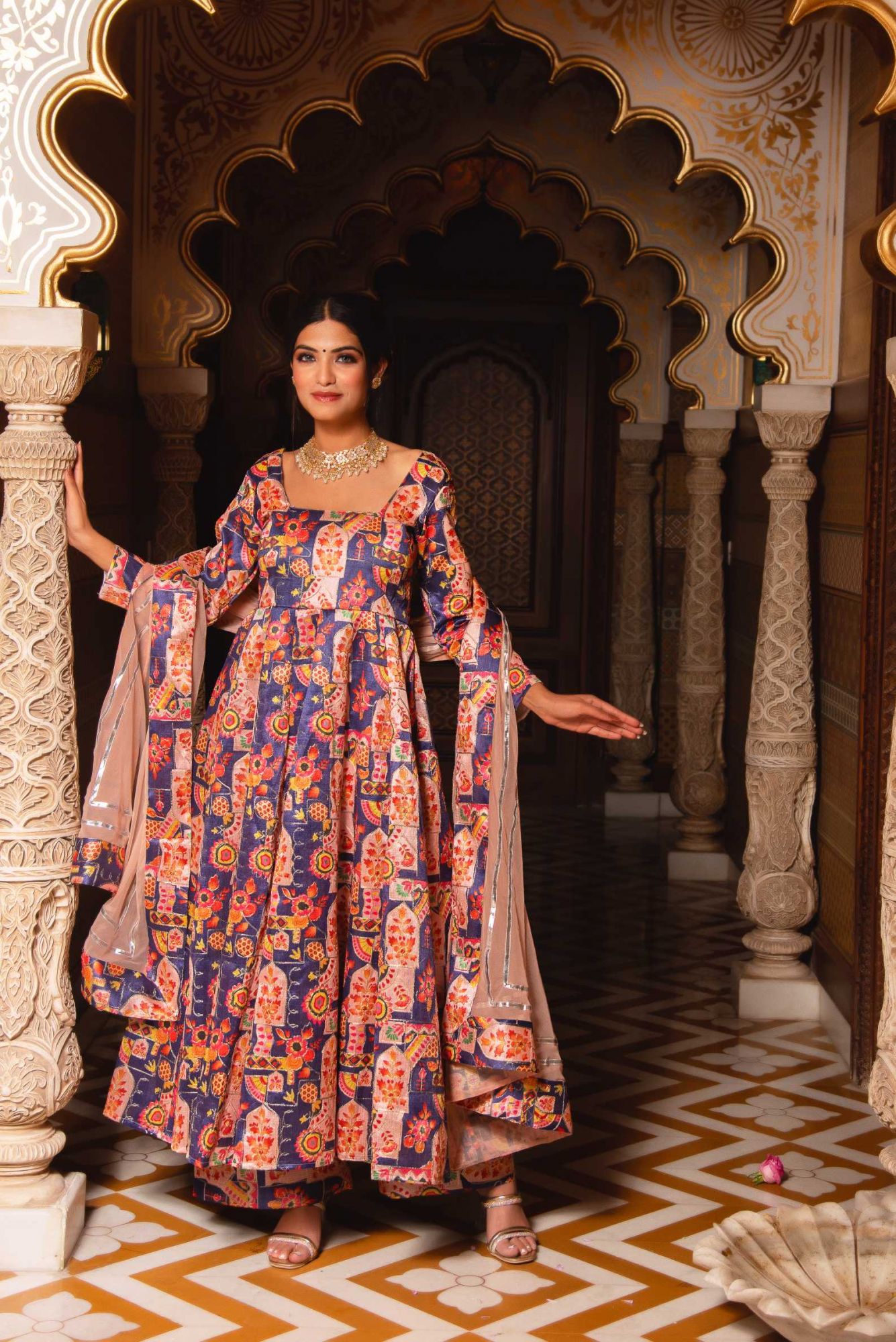 Harlequin Violet Embroided Suit Set