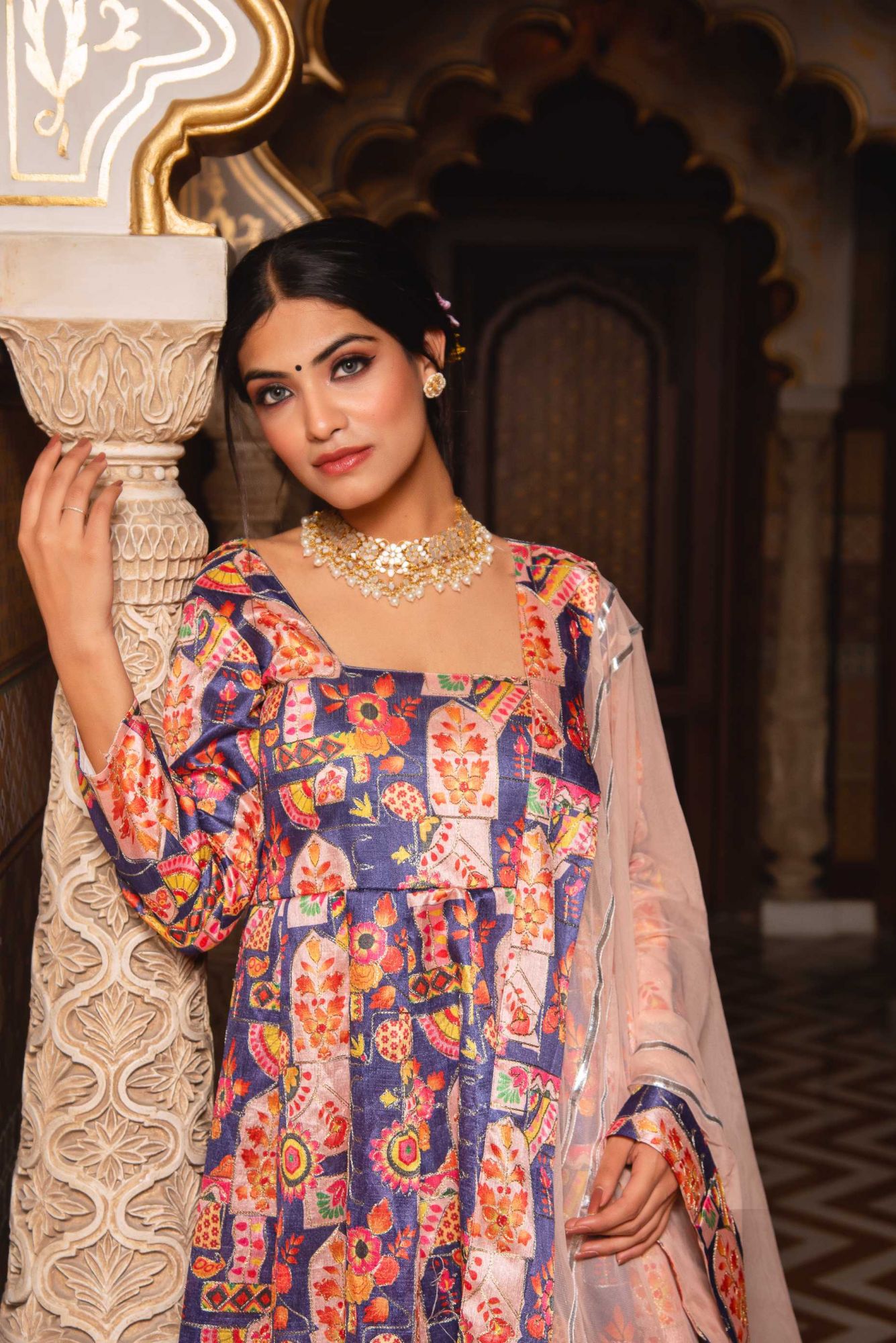 Harlequin Violet Embroided Suit Set