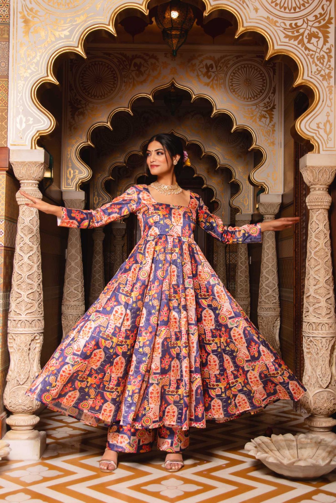 Harlequin Violet Embroided Suit Set