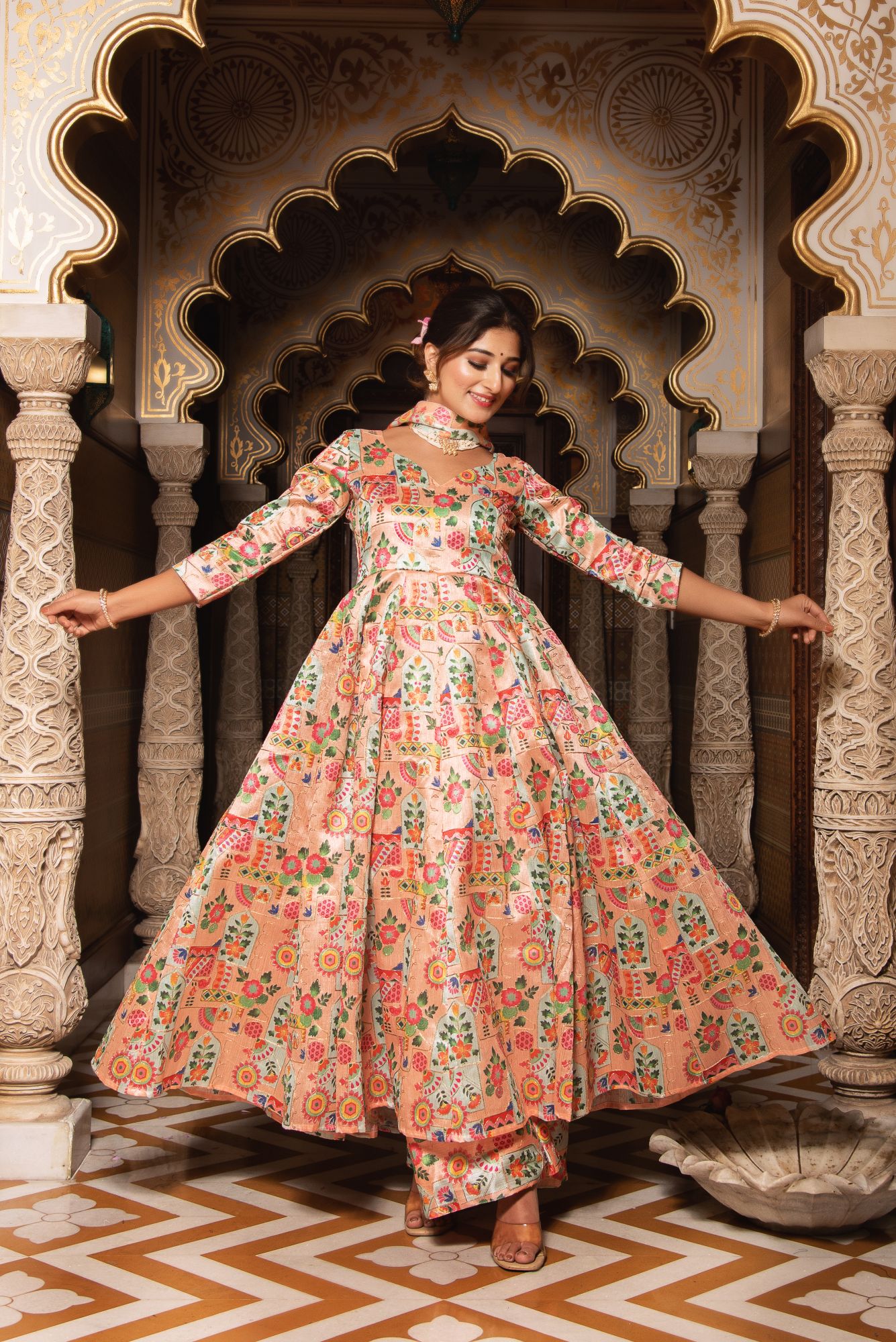 Harlequin Beige Embroided Suit Set