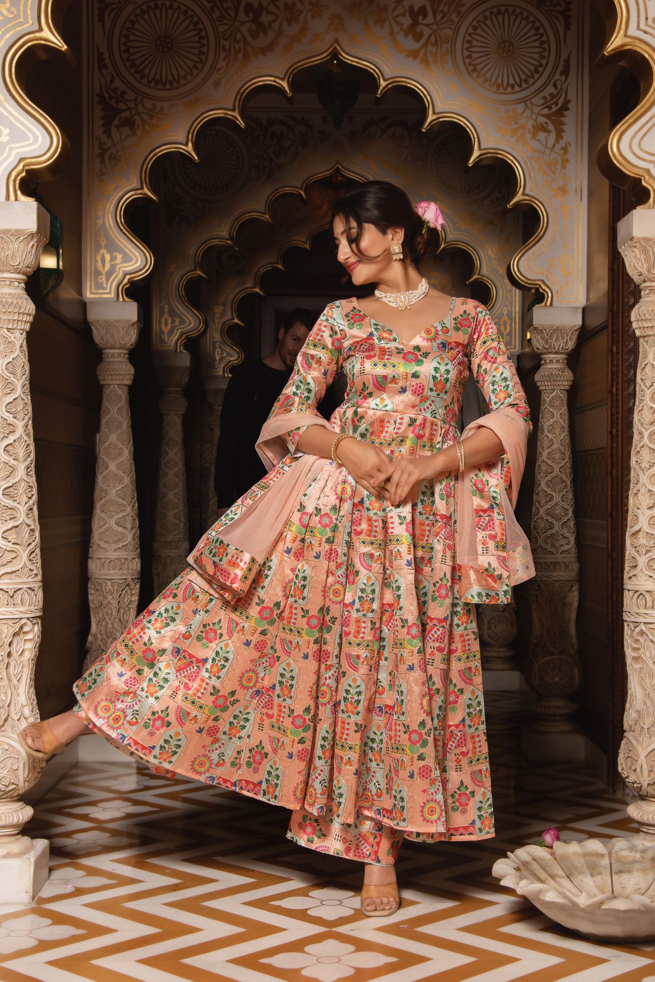 Harlequin Beige Embroided Suit Set