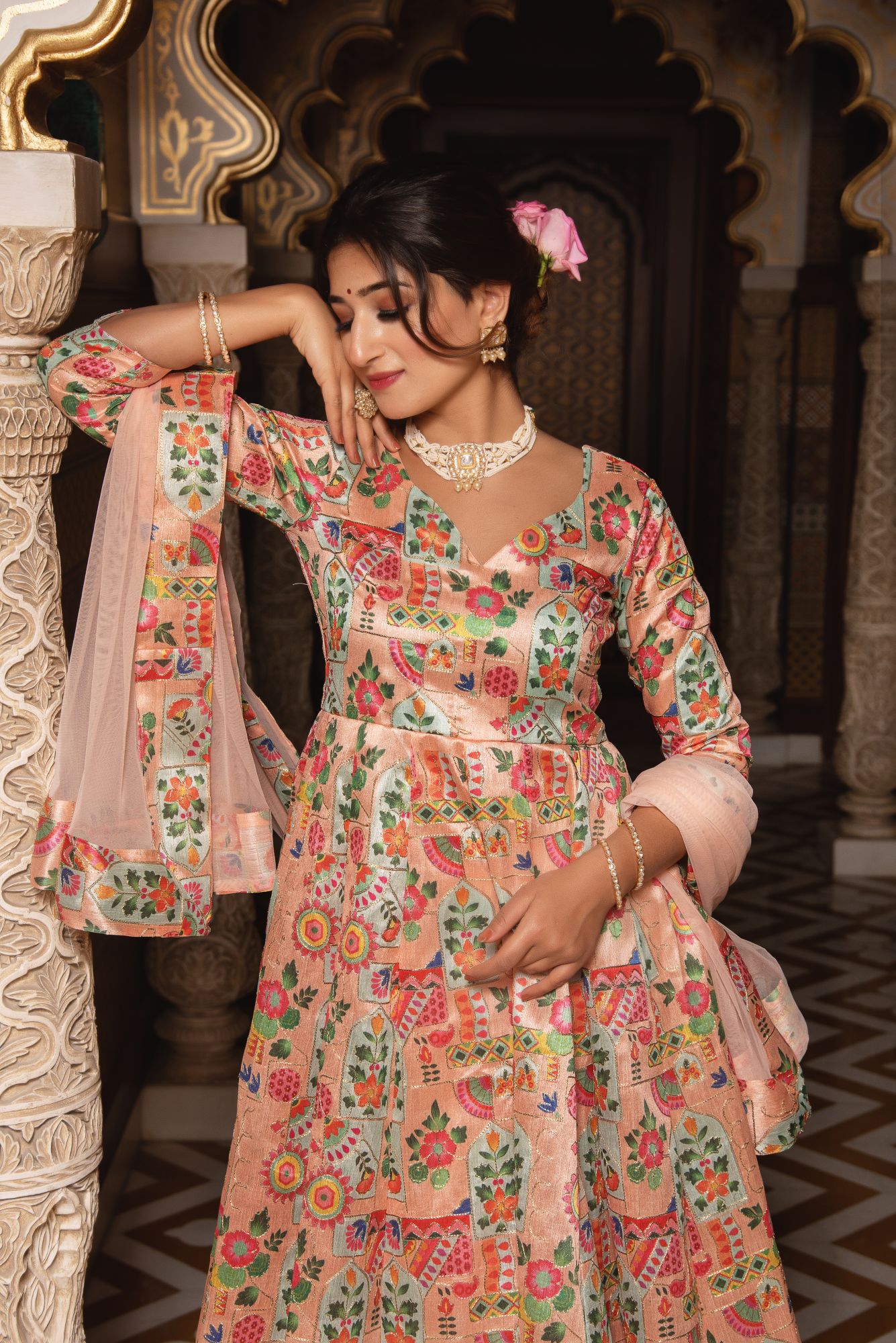 Harlequin Beige Embroided Suit Set