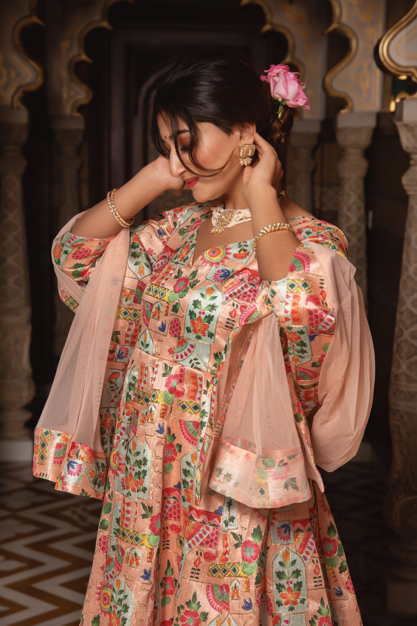 Harlequin Beige Embroided Suit Set