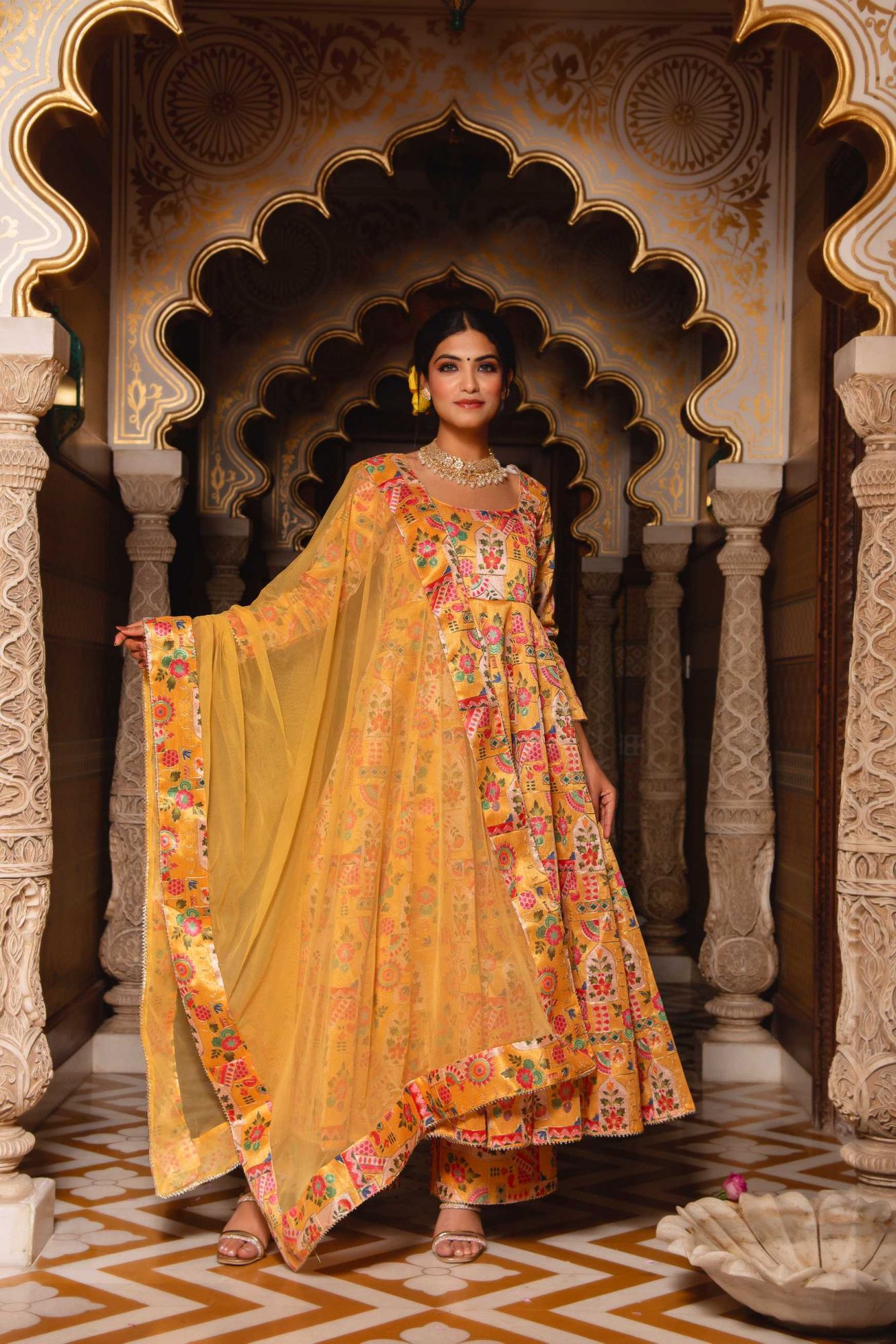 Harlequin Yellow Embroided Suit Set