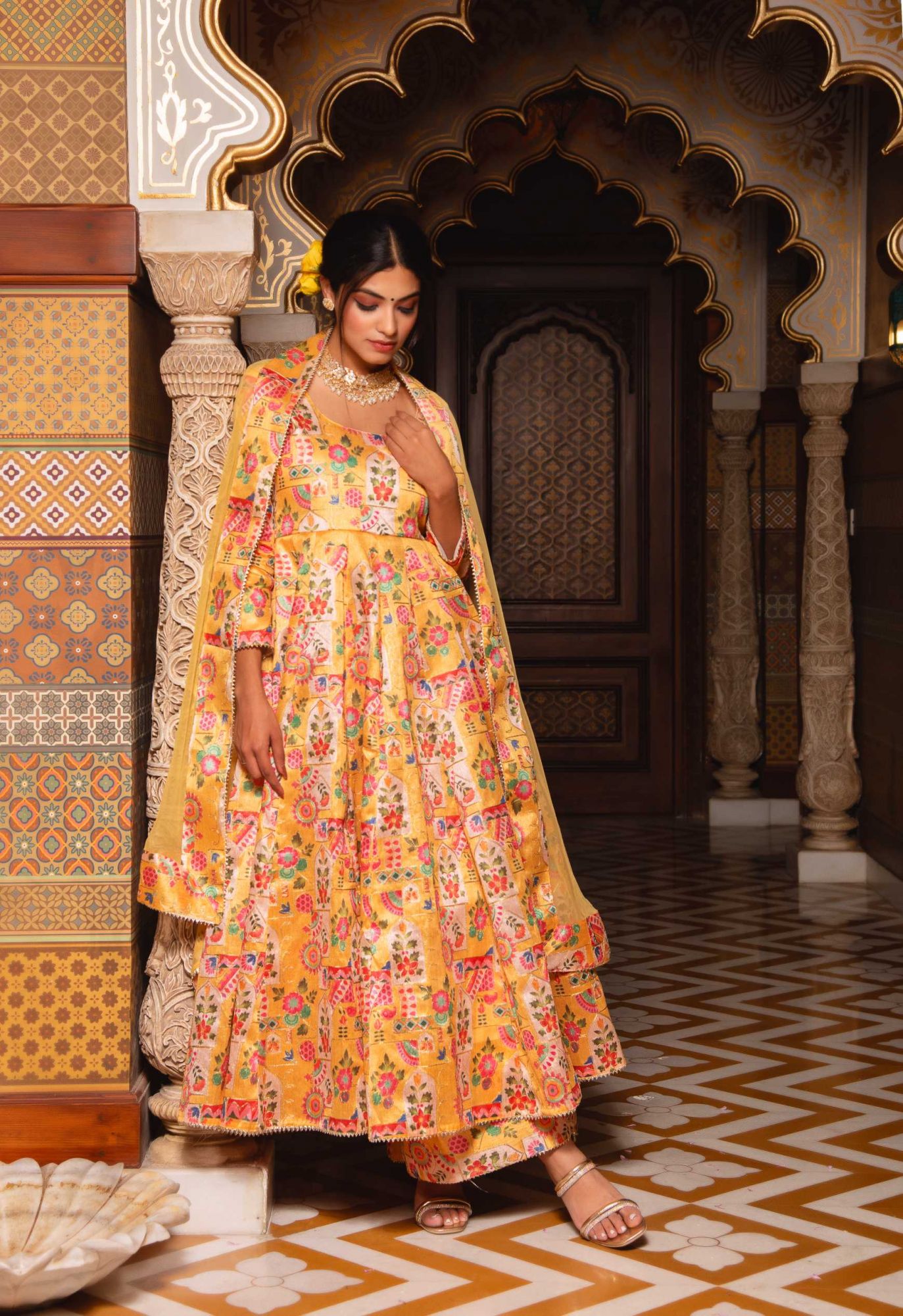 Harlequin Yellow Embroided Suit Set