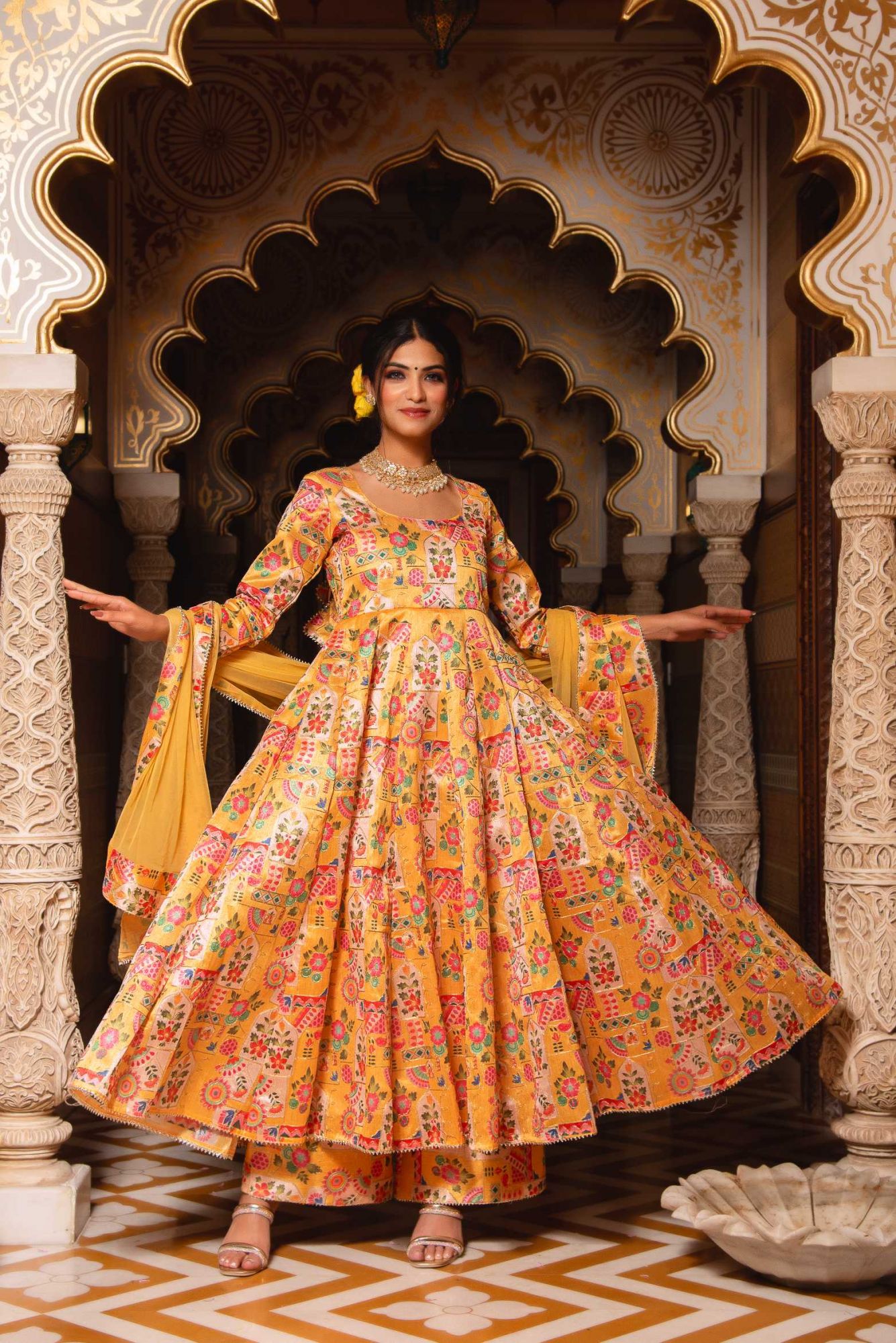 Harlequin Yellow Embroided Suit Set