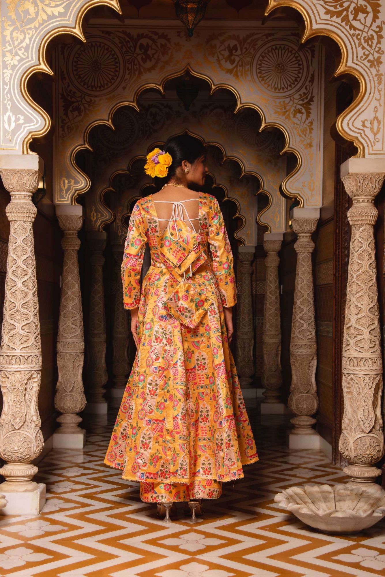 Harlequin Yellow Embroided Suit Set