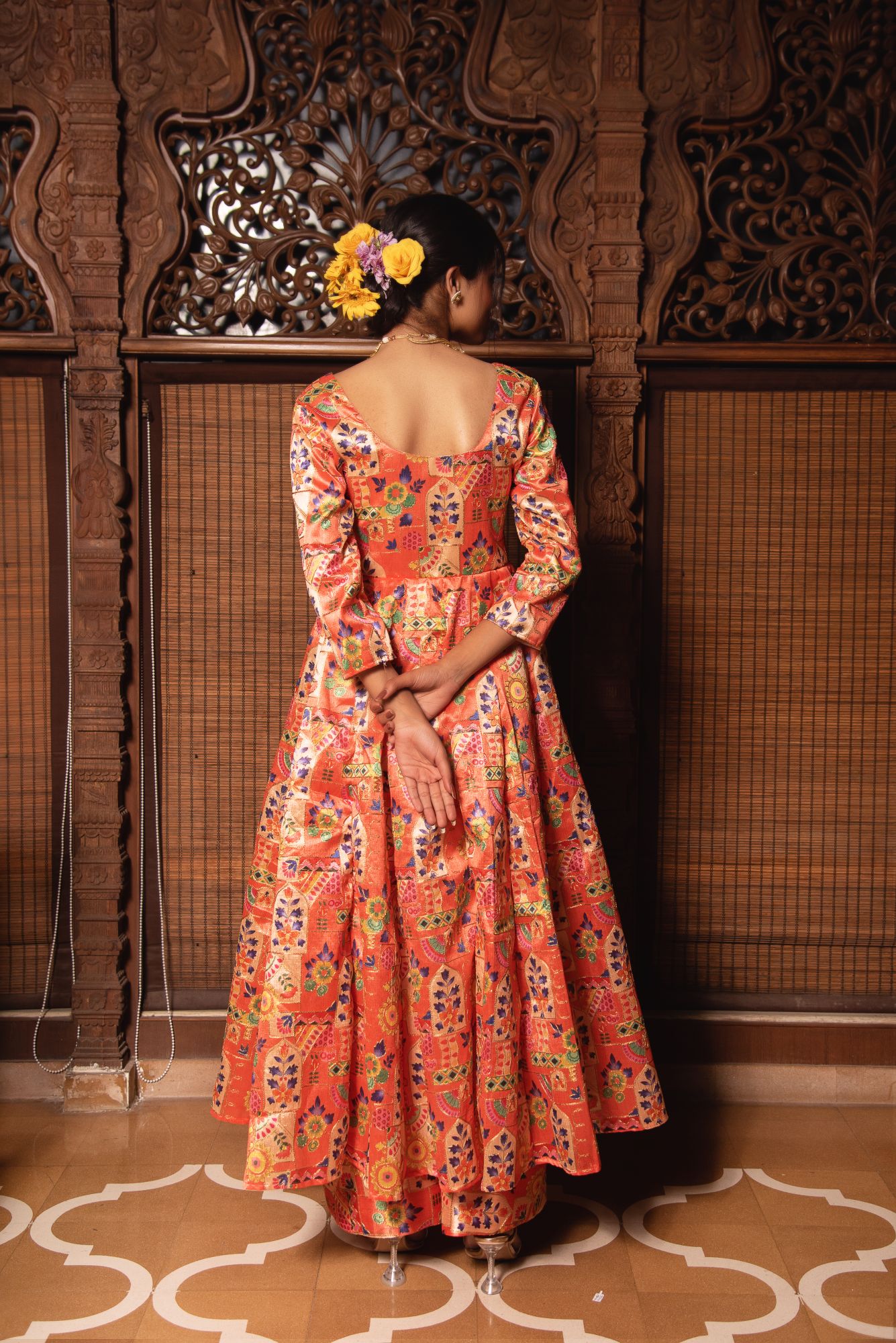 Harlequin Orange Embroided Suit Set