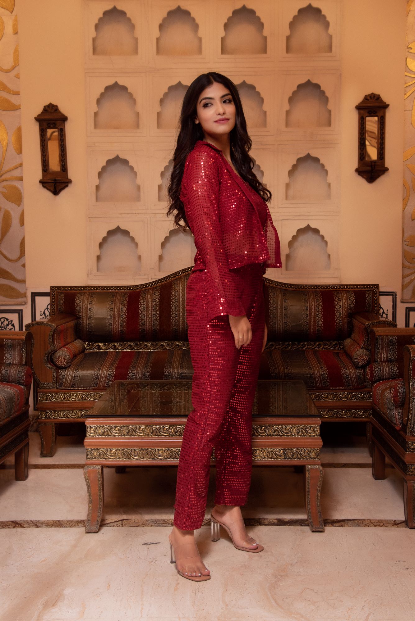 Prom Red Sequined Coord Set