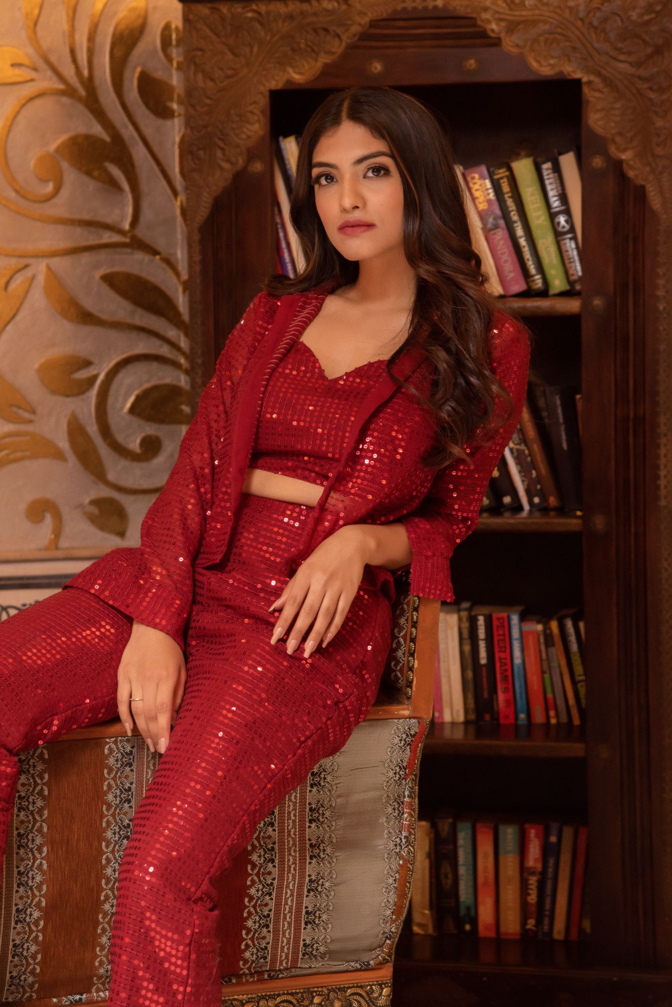 Prom Red Sequined Coord Set