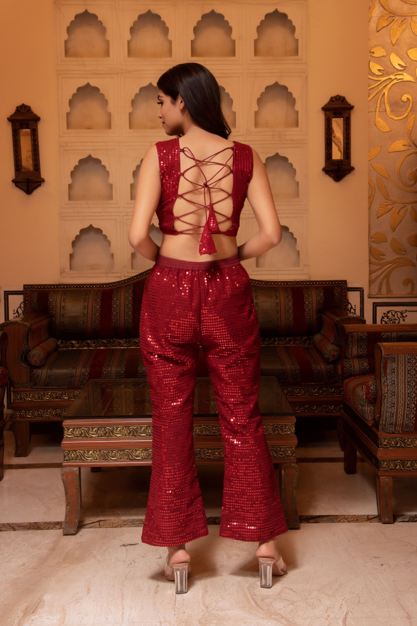 Prom Red Sequined Coord Set