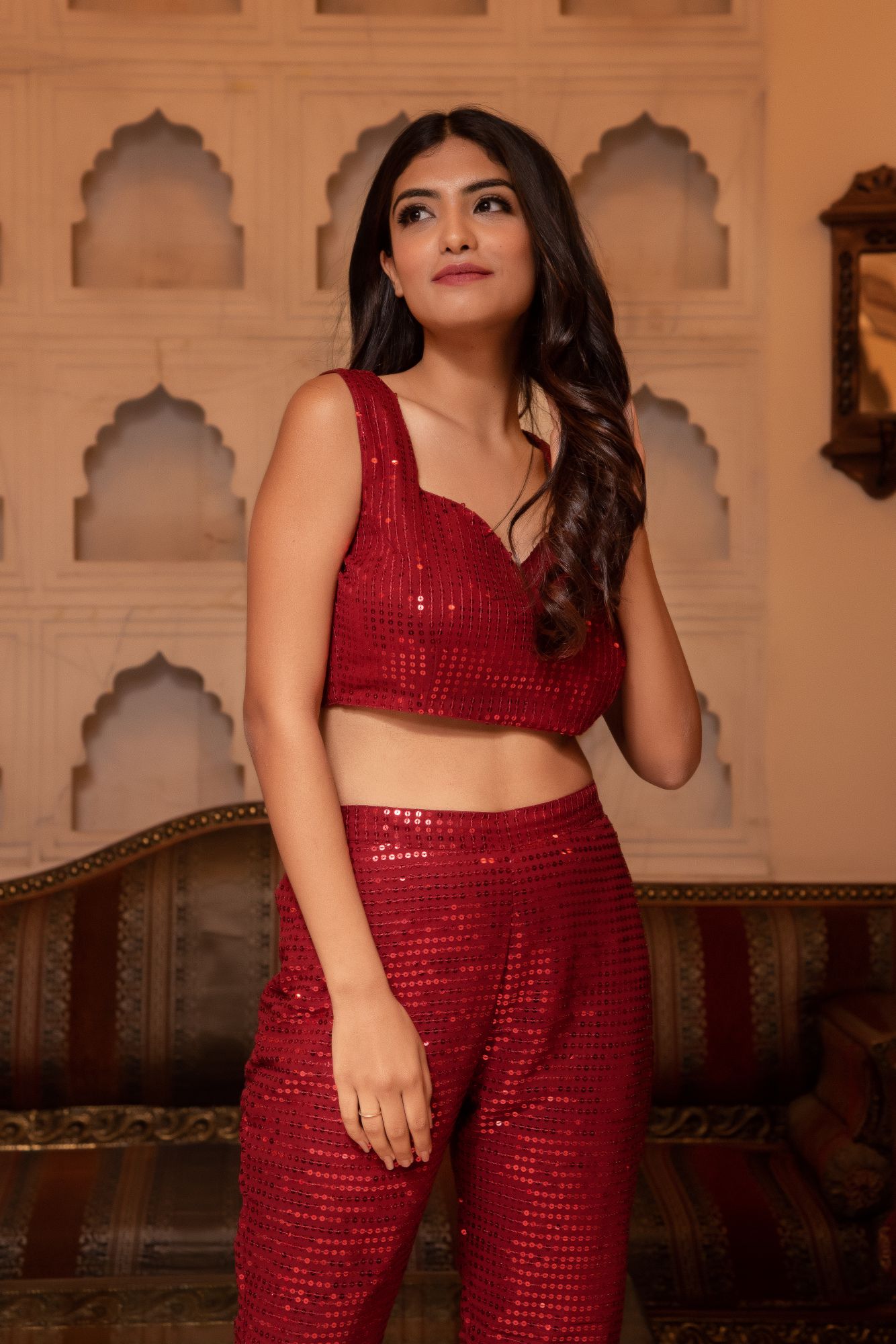 Prom Red Sequined Coord Set