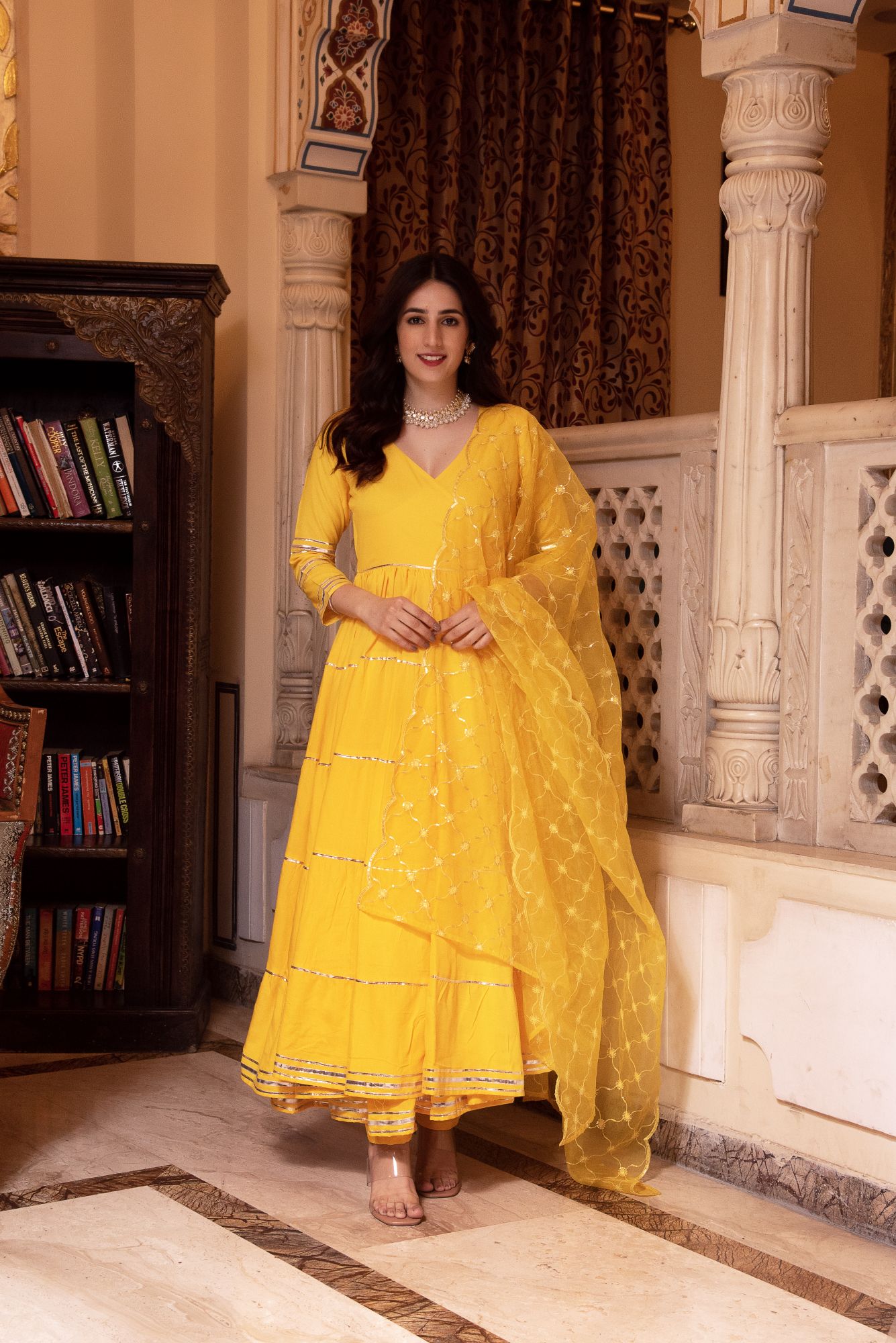 Falak Yellow Gotapatti Anarkali Suit Set