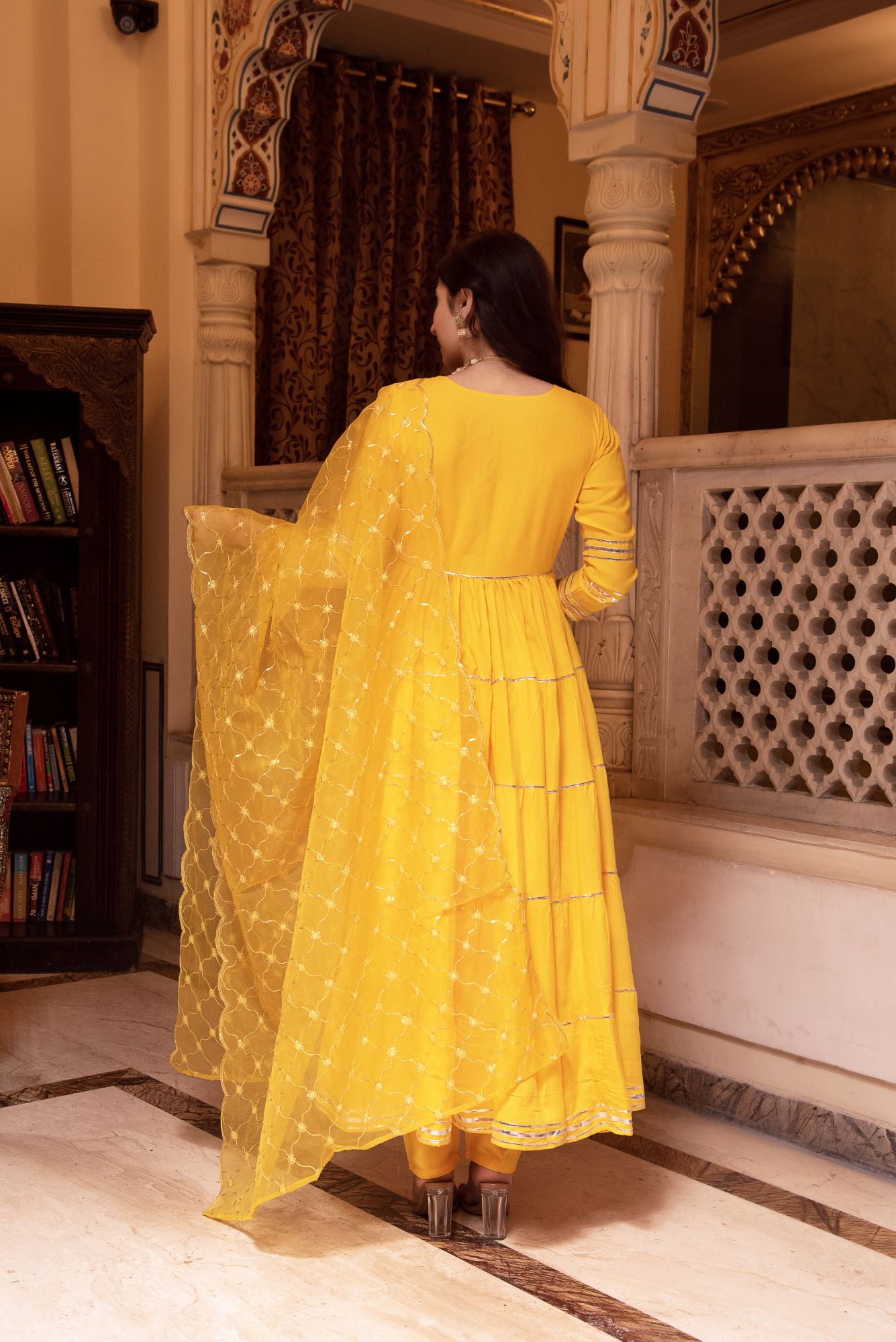 Falak Yellow Gotapatti Anarkali Suit Set