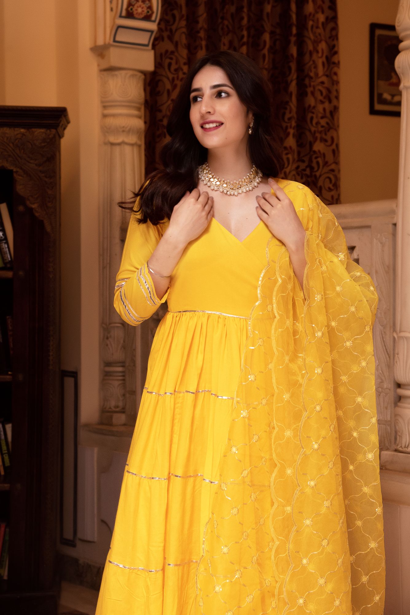 Falak Yellow Gotapatti Anarkali Suit Set
