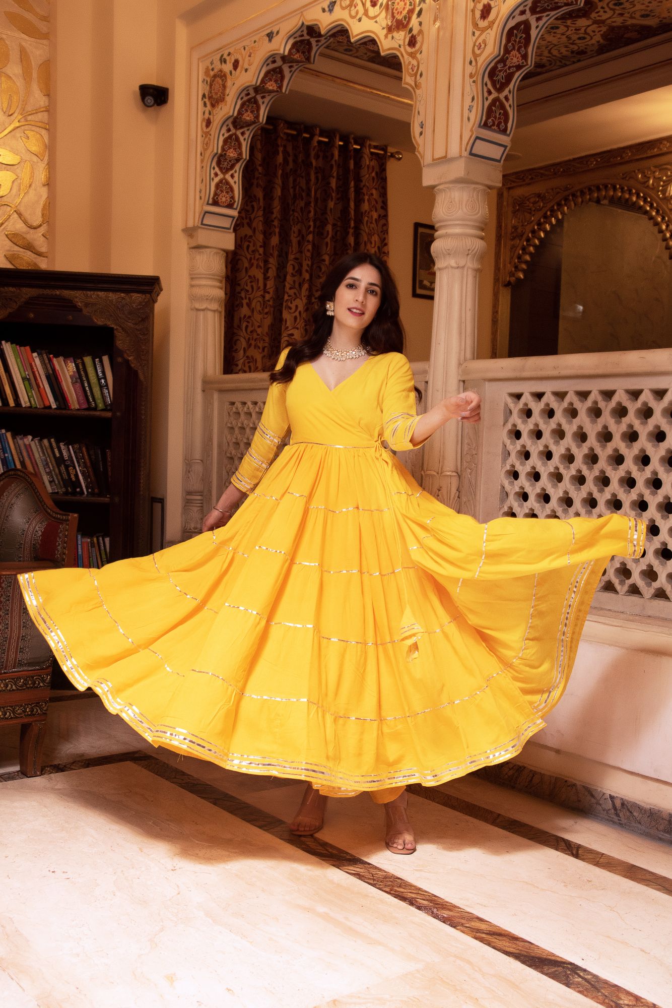 Falak Yellow Gotapatti Anarkali Suit Set