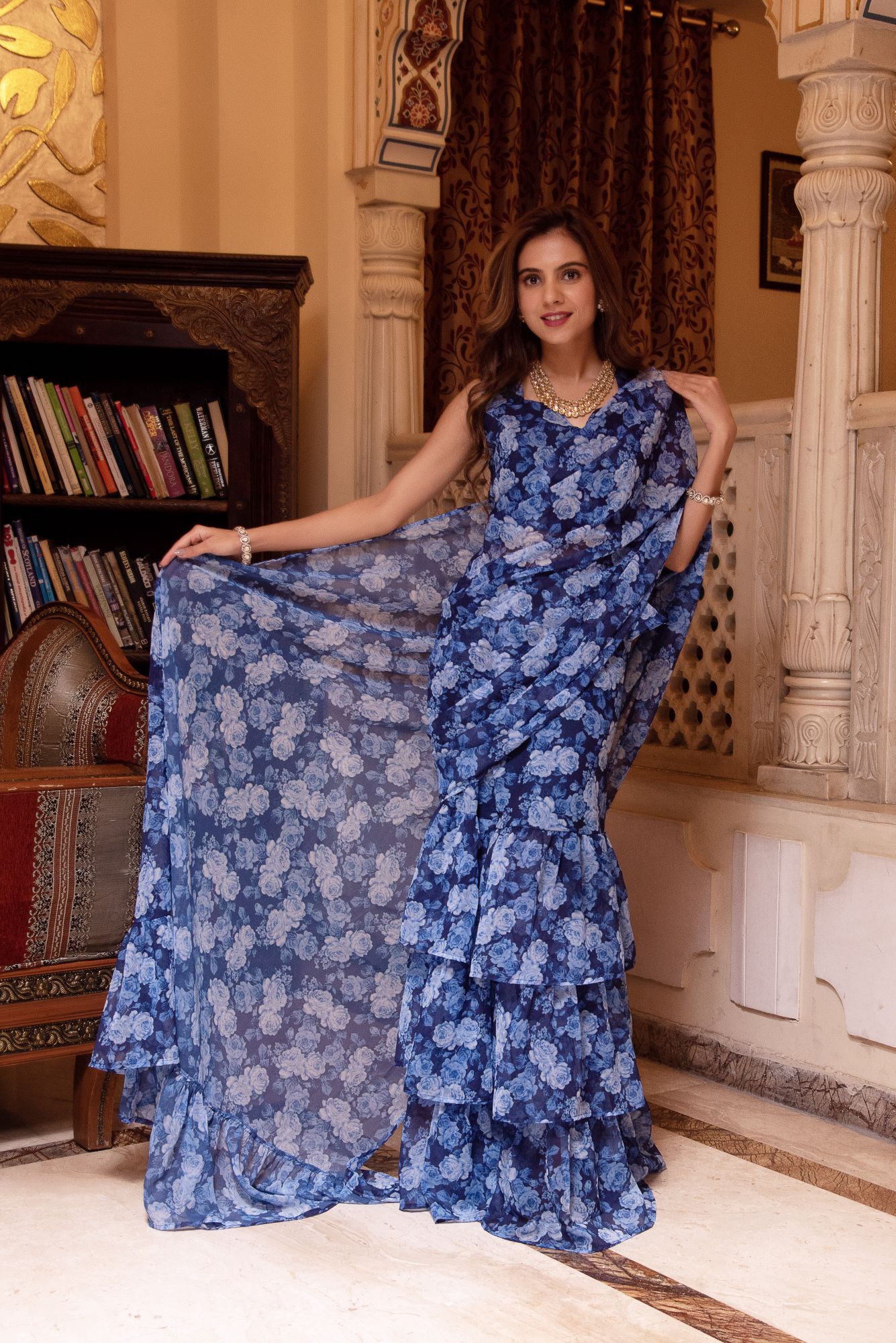 Rain Of Blue Ready to Drape Saree