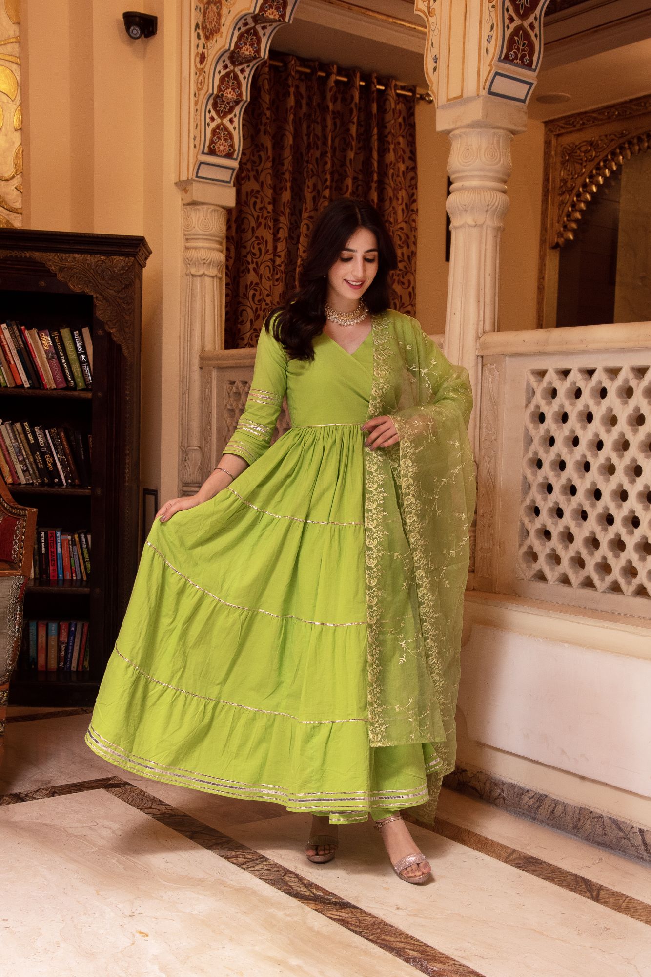 Falak Green Gotapatti Anarkali Suit Set