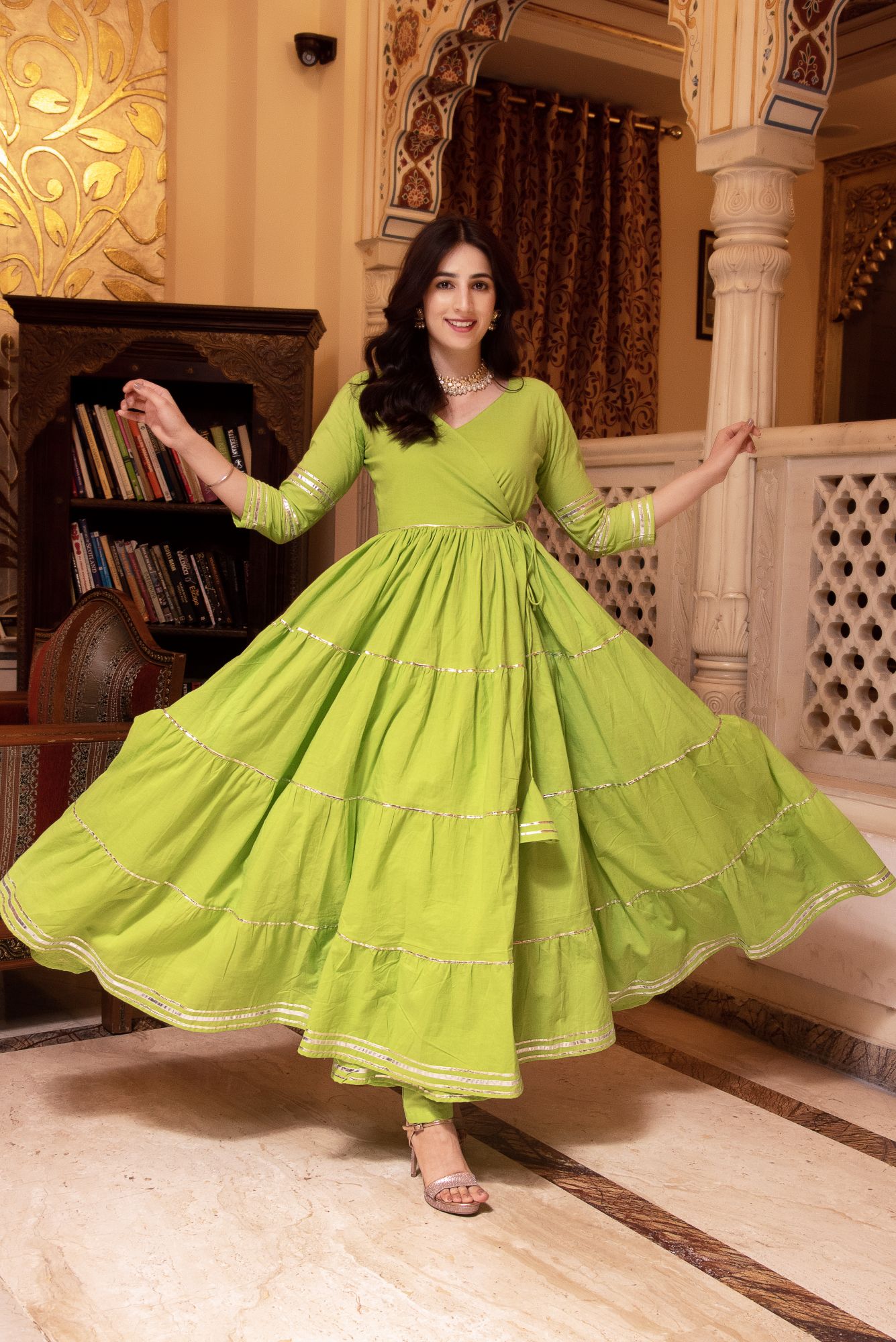 Falak Green Gotapatti Anarkali Suit Set