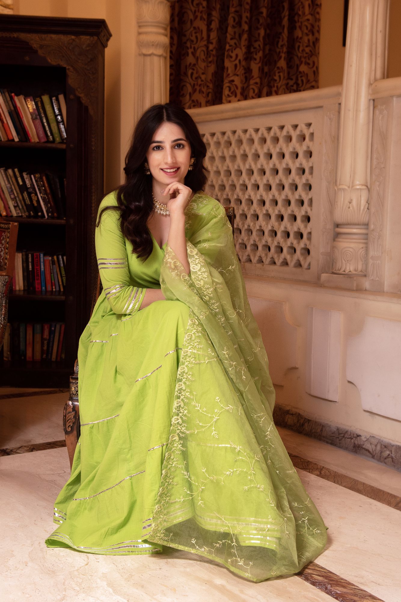 Falak Green Gotapatti Anarkali Suit Set
