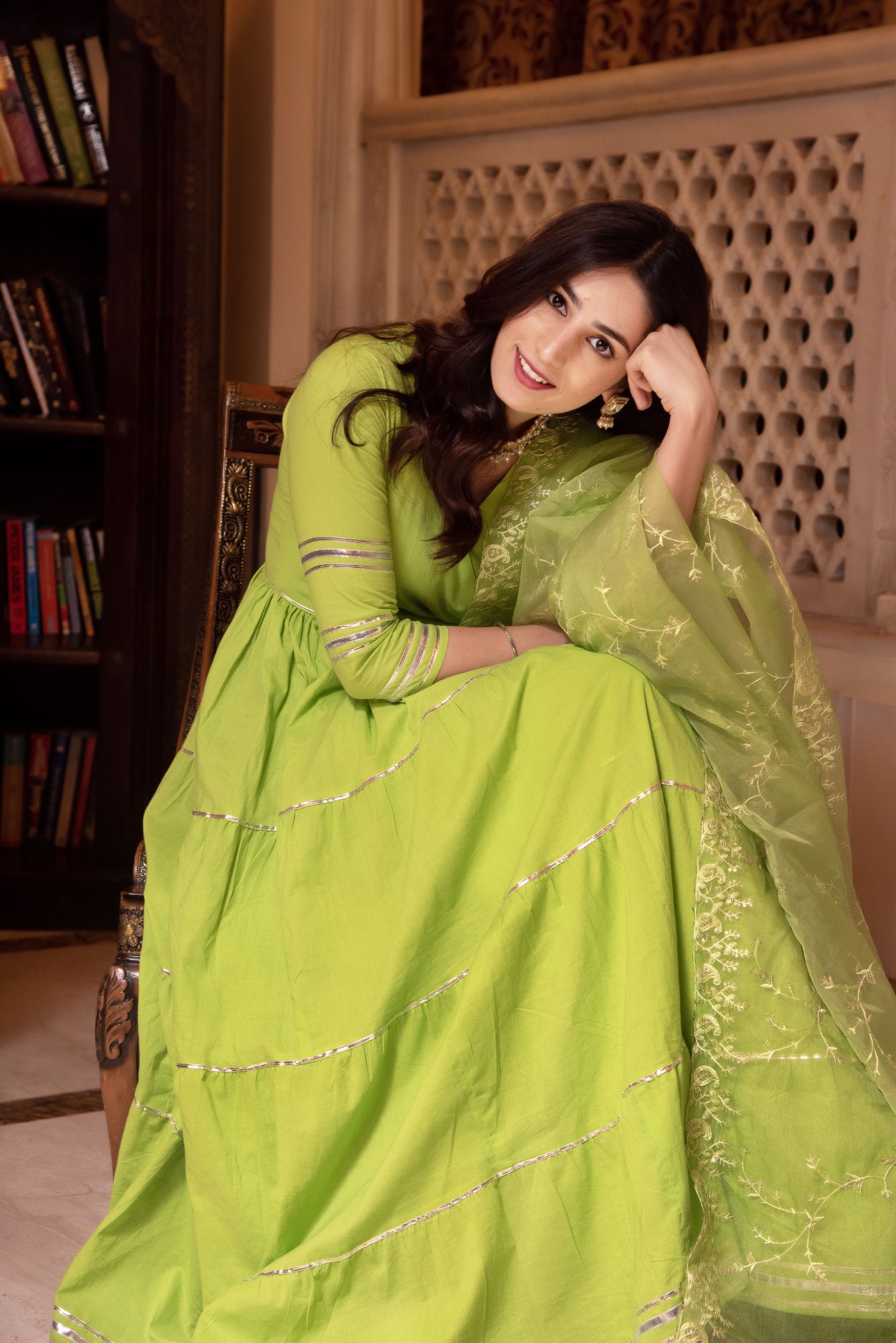 Falak Green Gotapatti Anarkali Suit Set