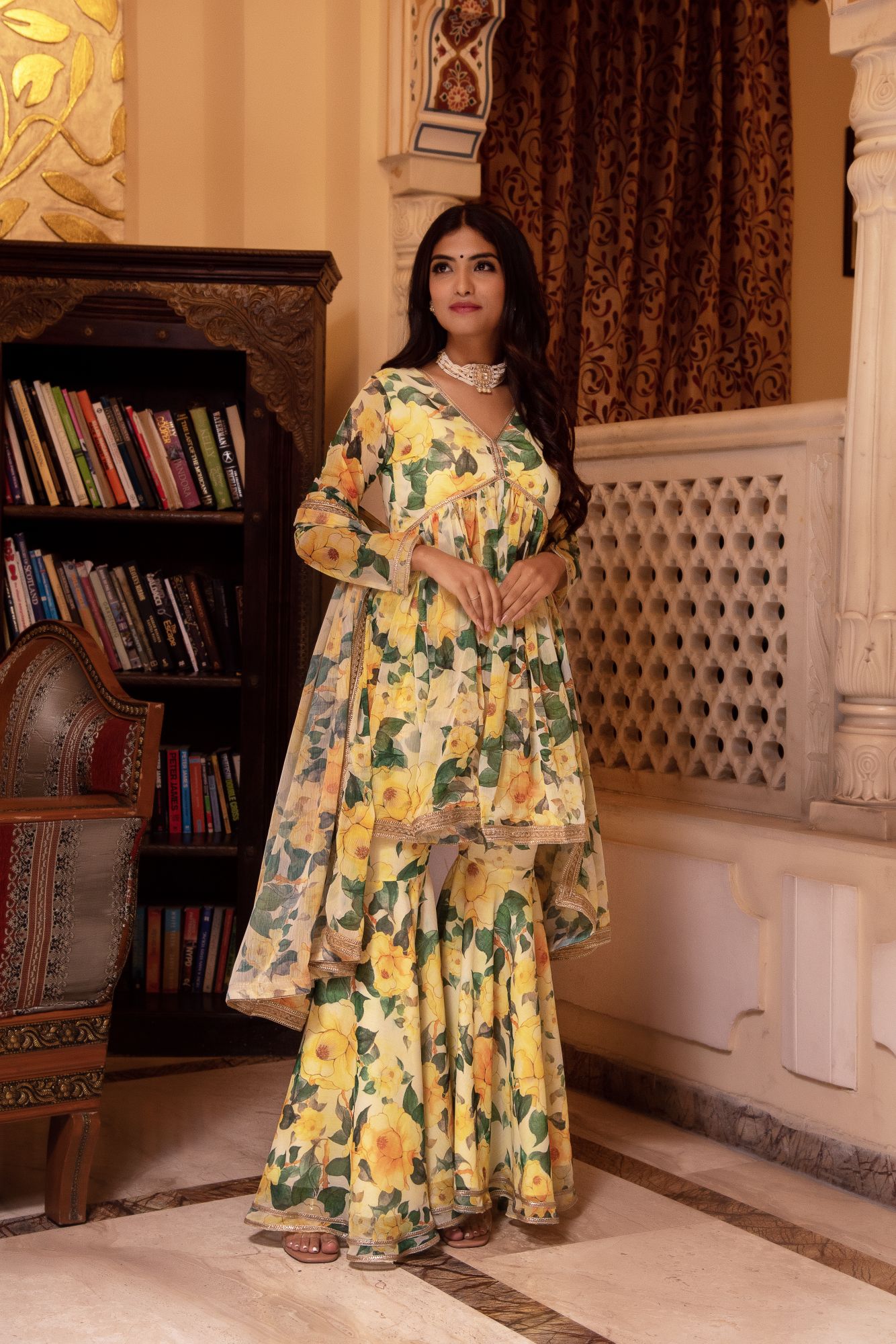 Fall of Spring Chiffon Sharara Set