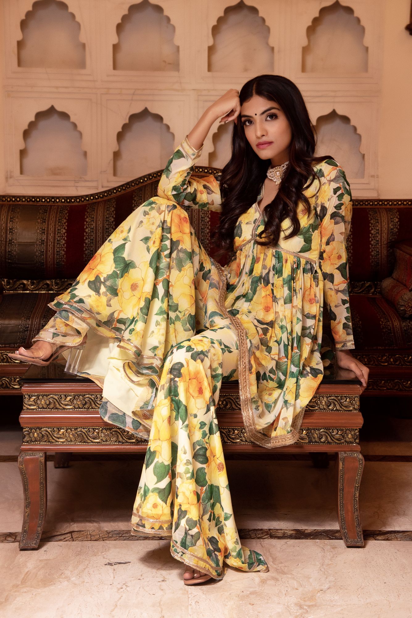 Fall of Spring Chiffon Sharara Set
