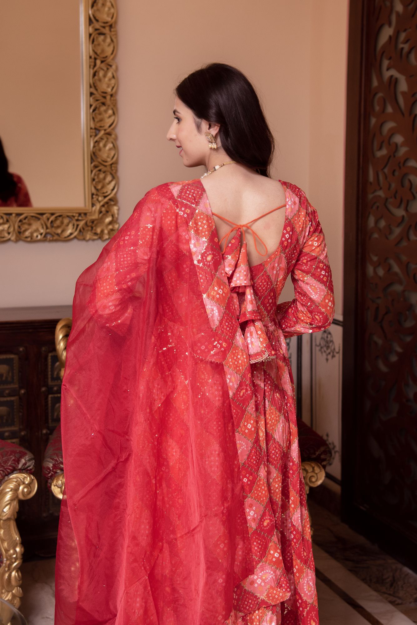 Naaz Sequin Red Anarkali Suit Set