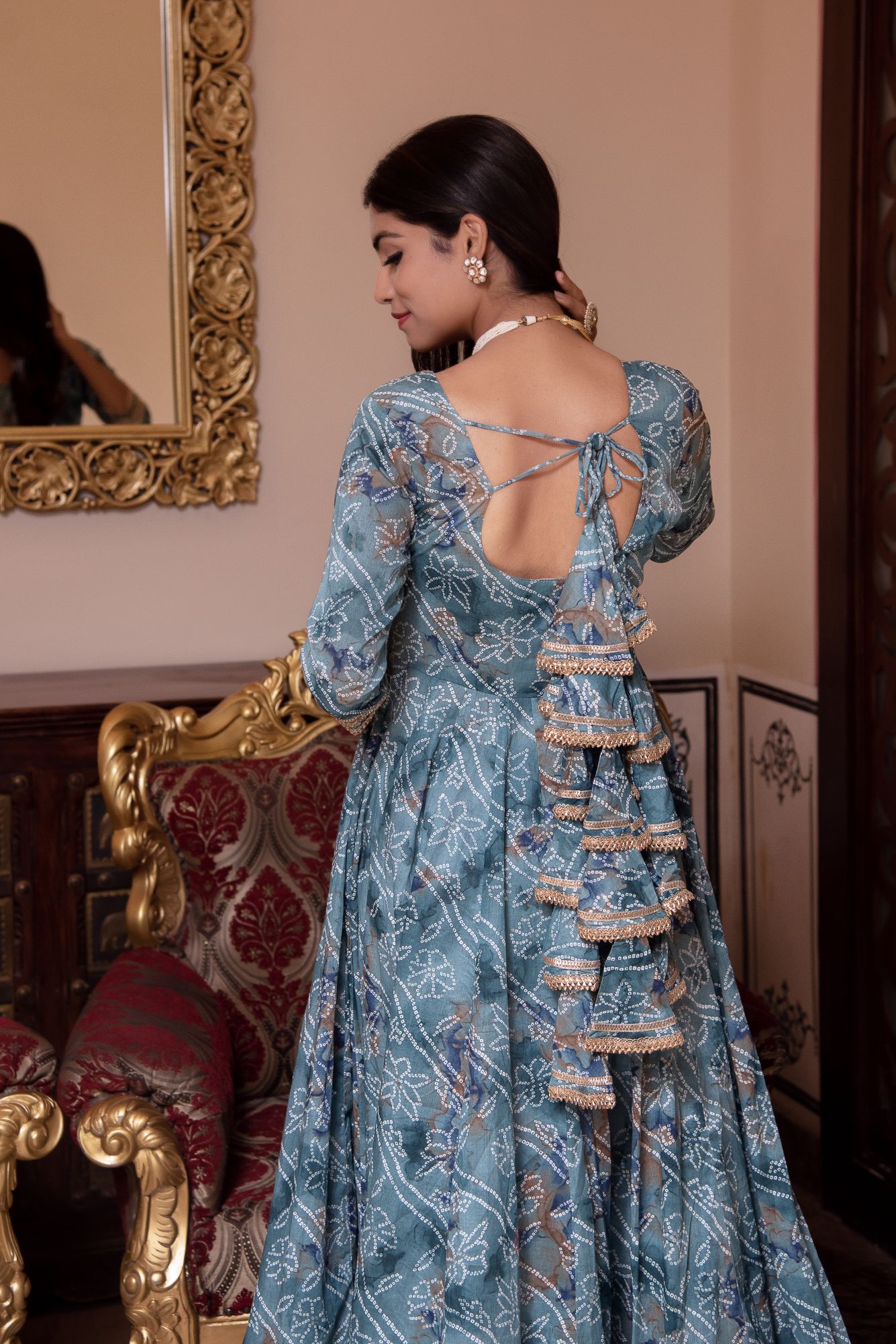 Sawan Aasmani Gotapatti Anarkali suit Set