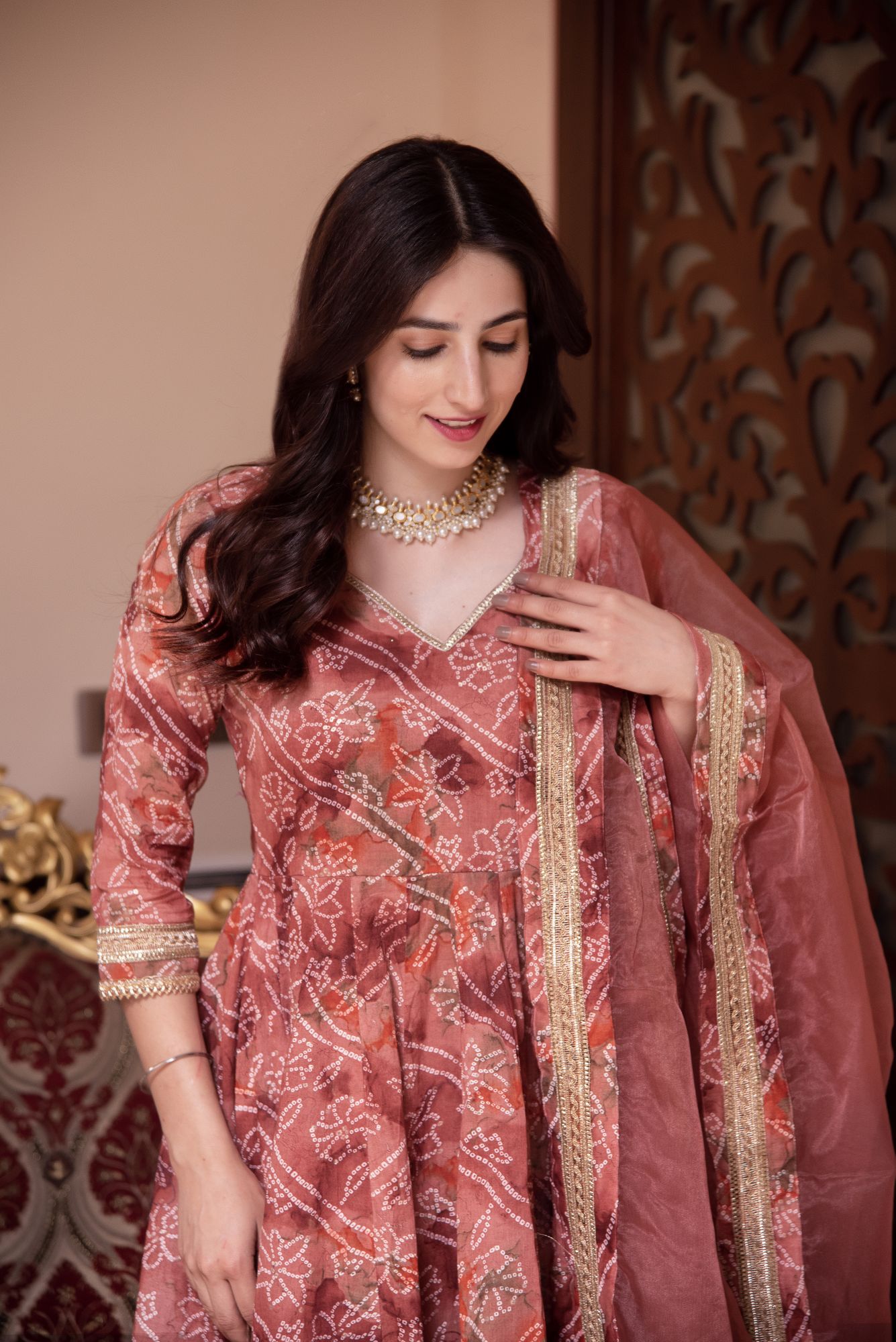 Sawan Gulabi Gotapatti Anarkali Suit Set