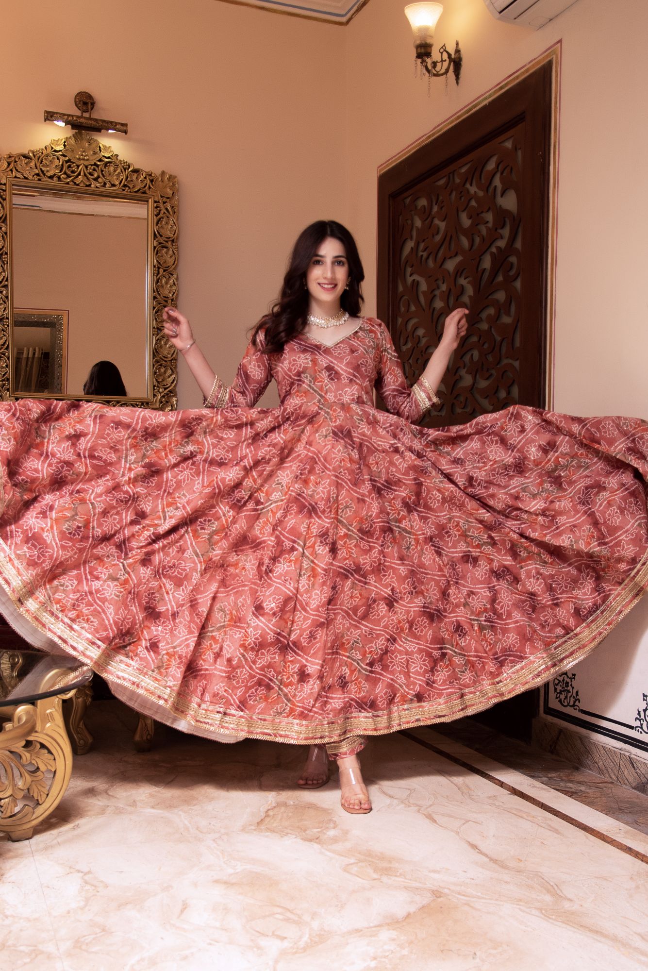 Sawan Gulabi Gotapatti Anarkali Suit Set