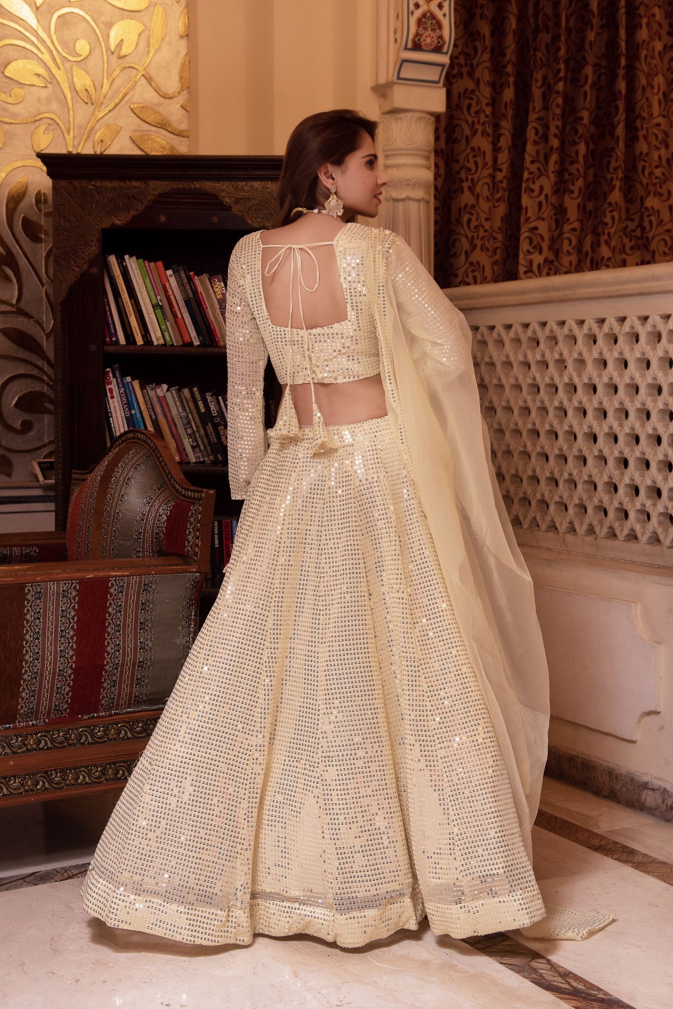 Bebo Beige Sequin Lehenga Set
