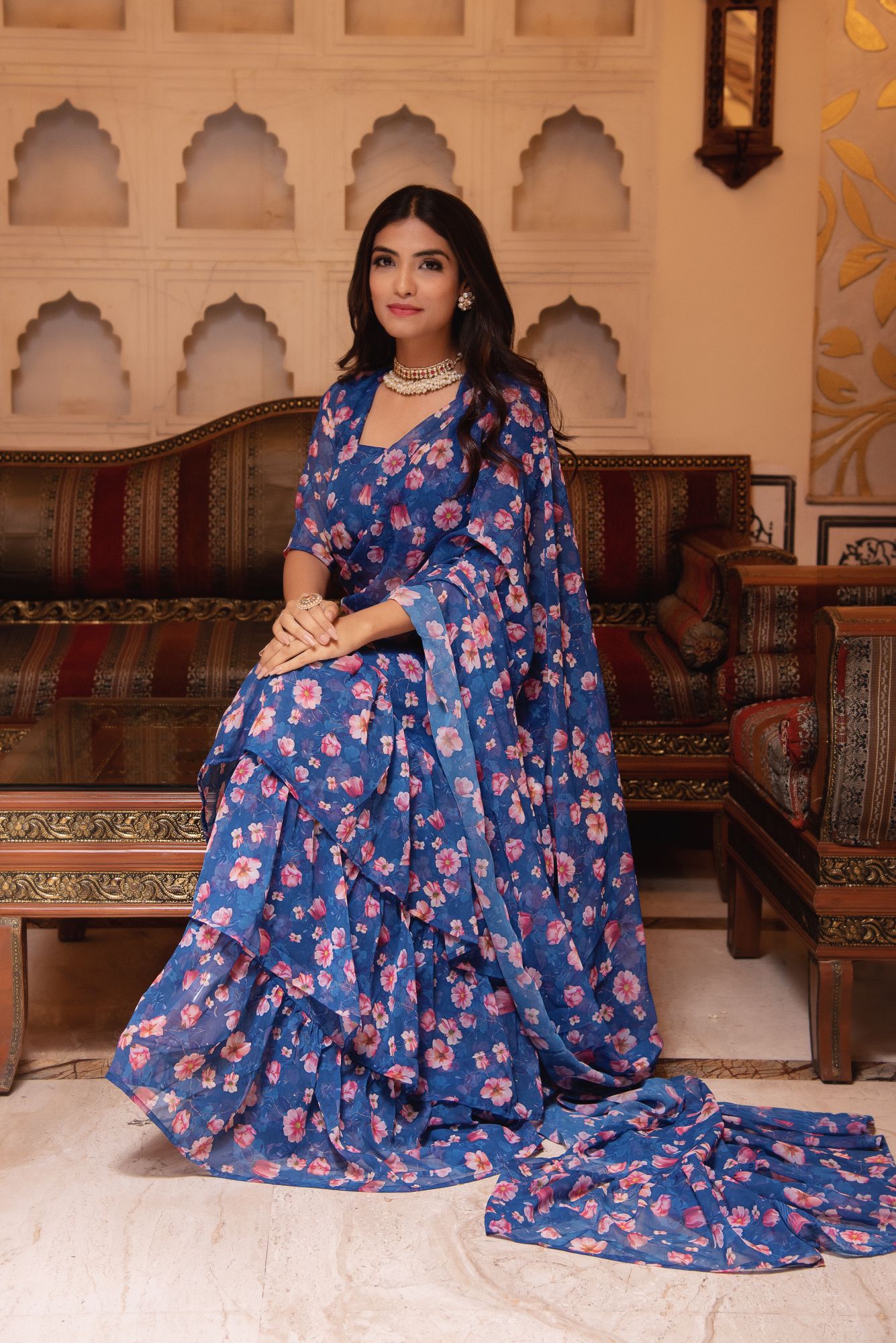 Periwinke Blue Ready to Drape saree