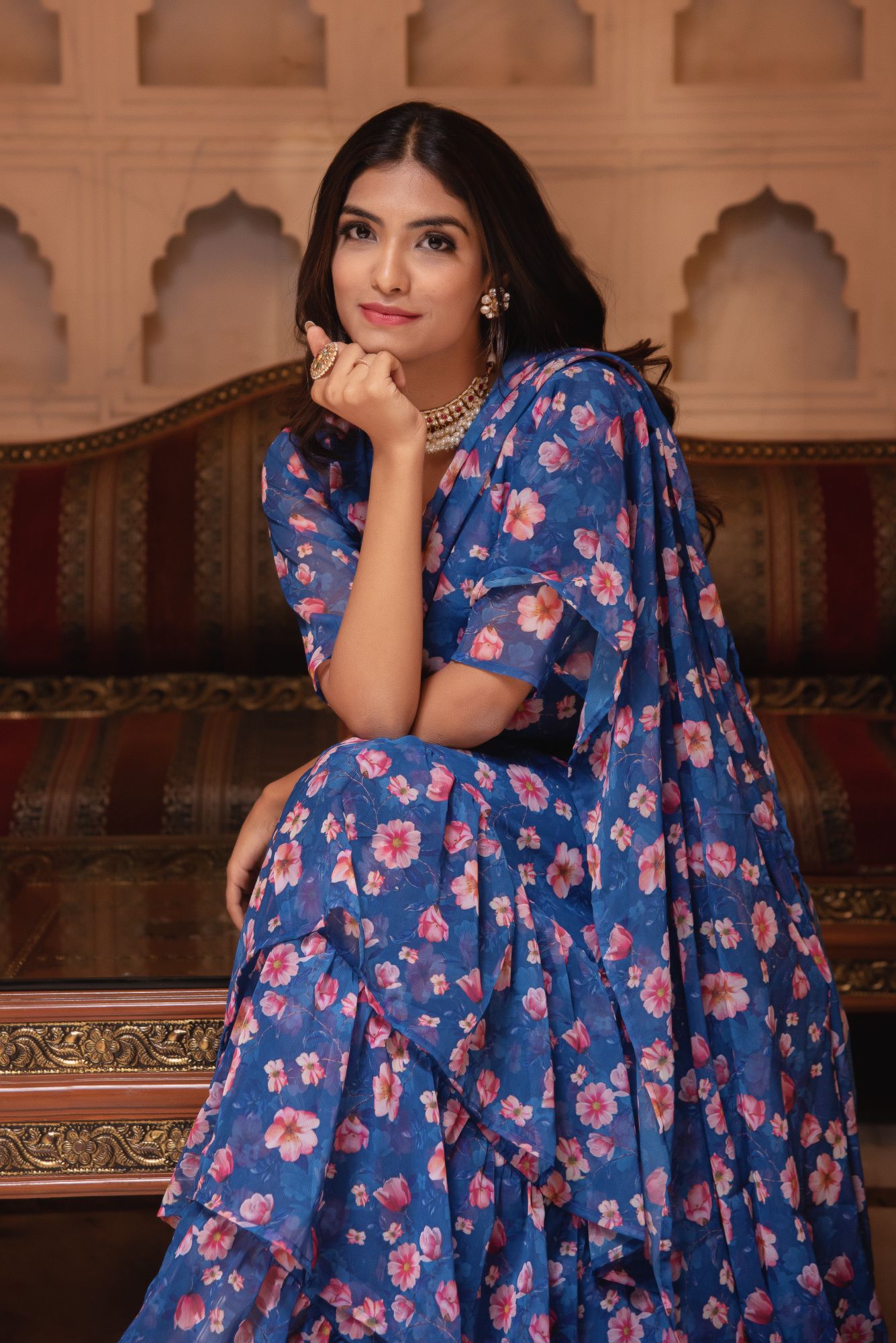 Periwinke Blue Ready to Drape saree