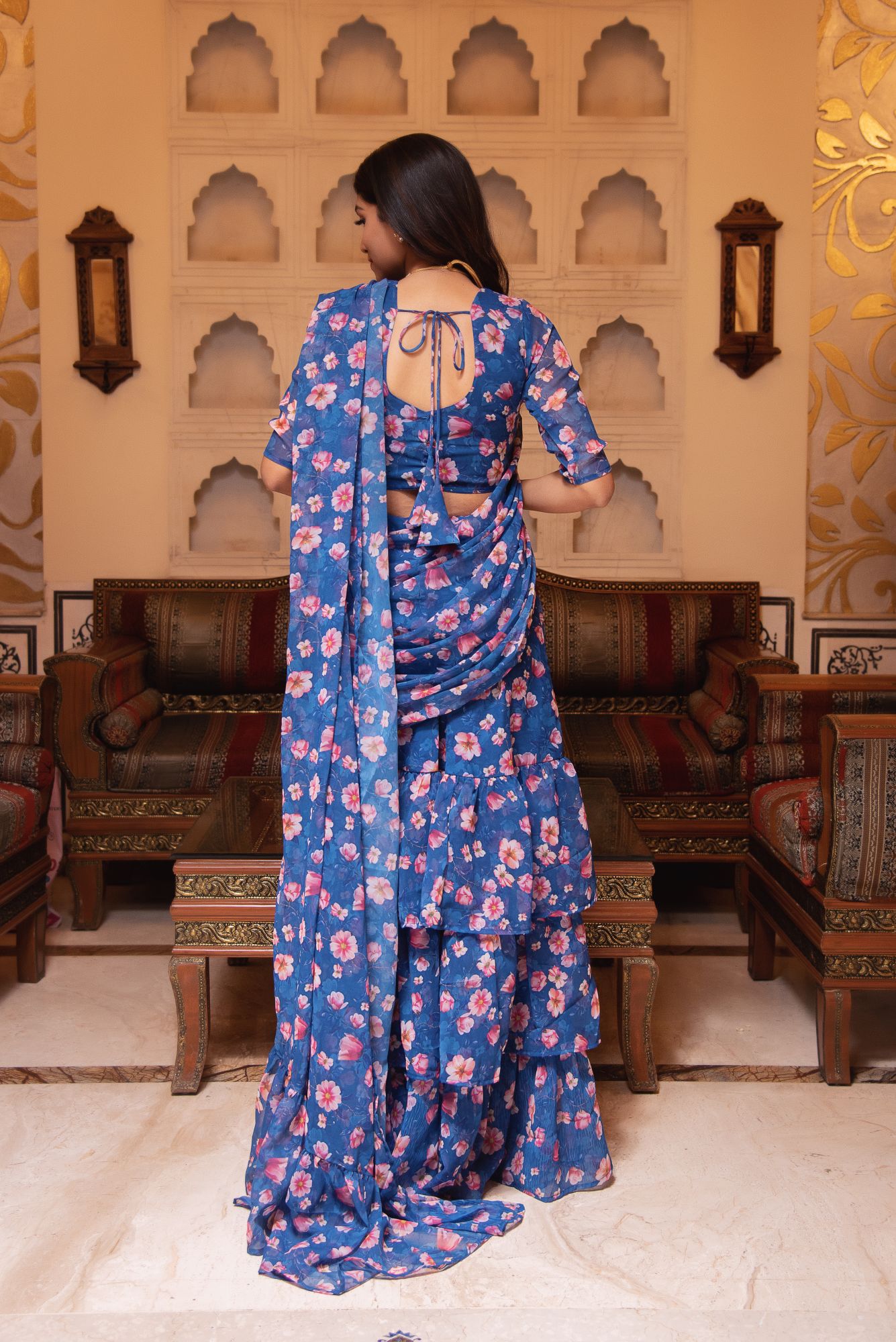 Periwinke Blue Ready to Drape saree