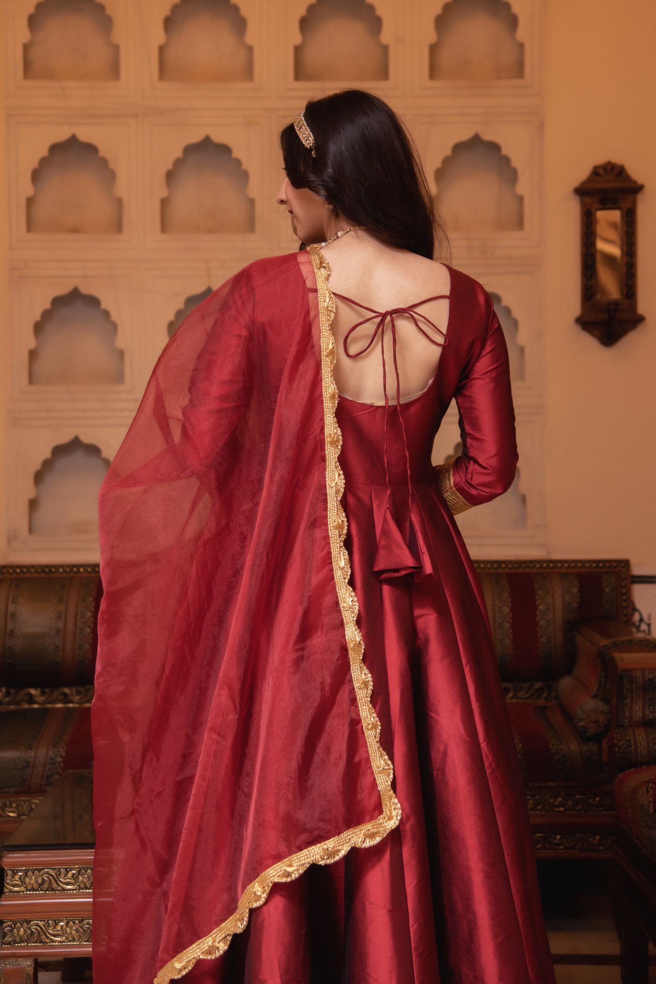 Rajkumari Red Gotapatti Silk Anarkali Suit Set