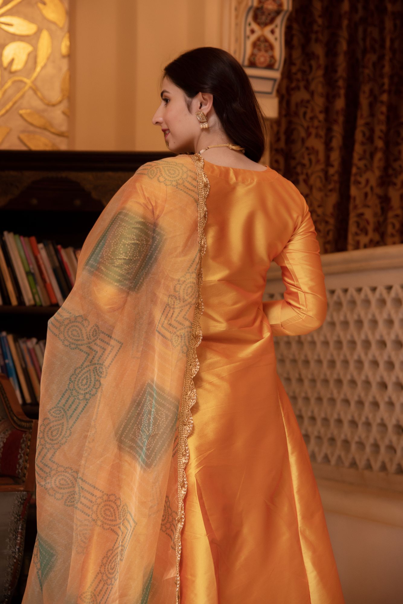 Taffeta Silk Yellow Kurta Set