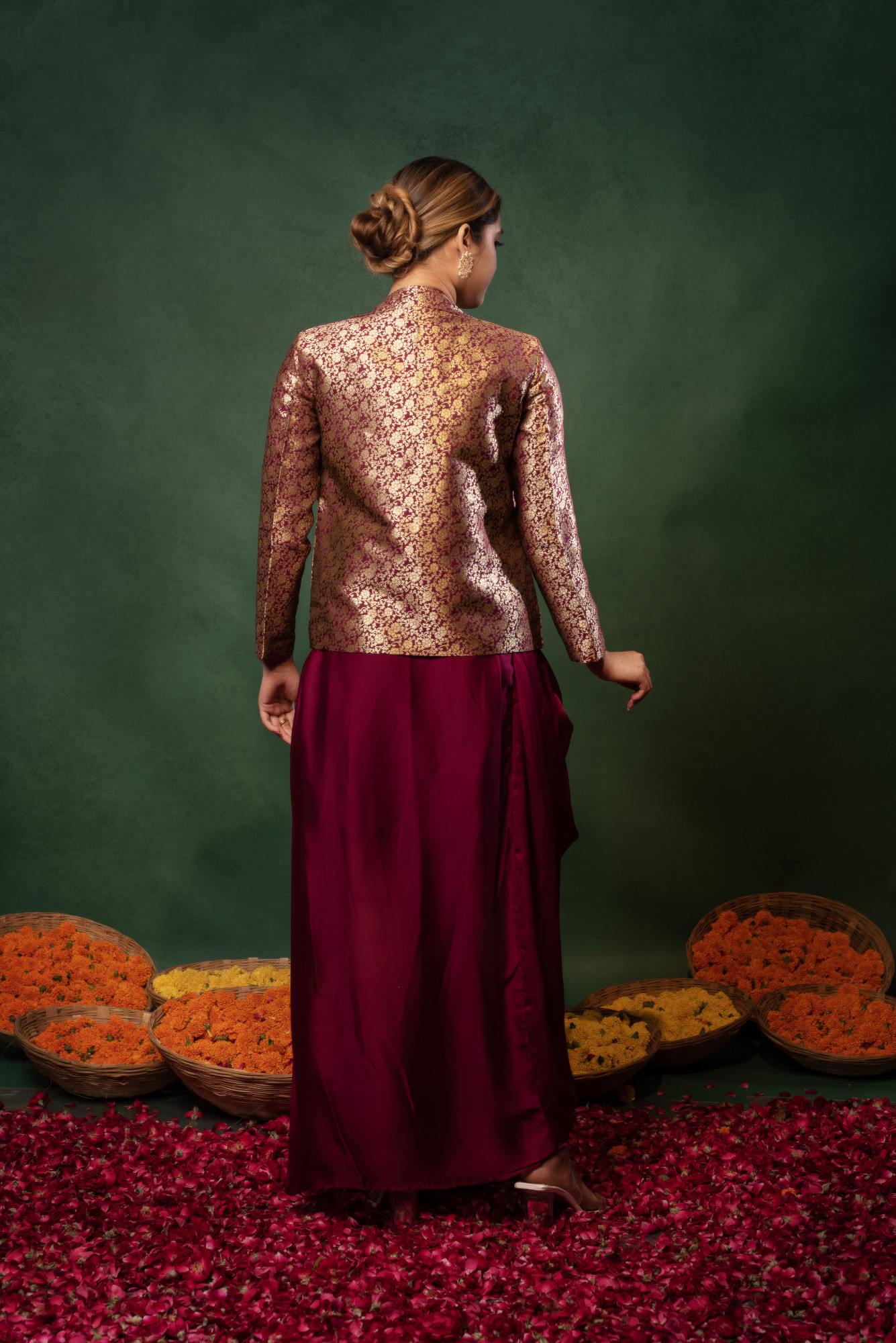 Jam Draped Satin Skirt Set