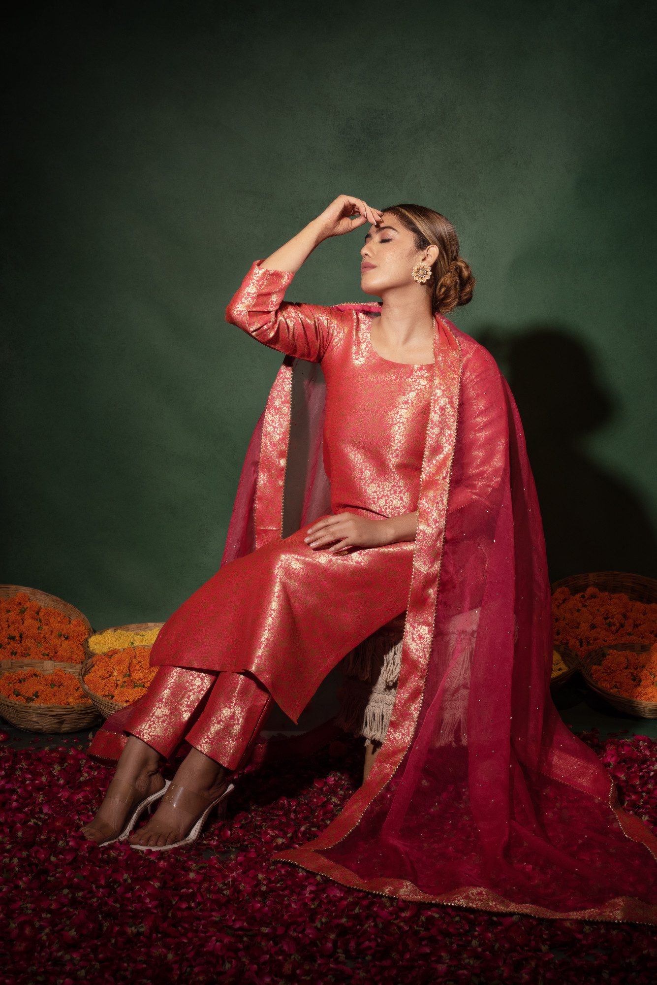 Kesariya Banarsi Straight Suit Set