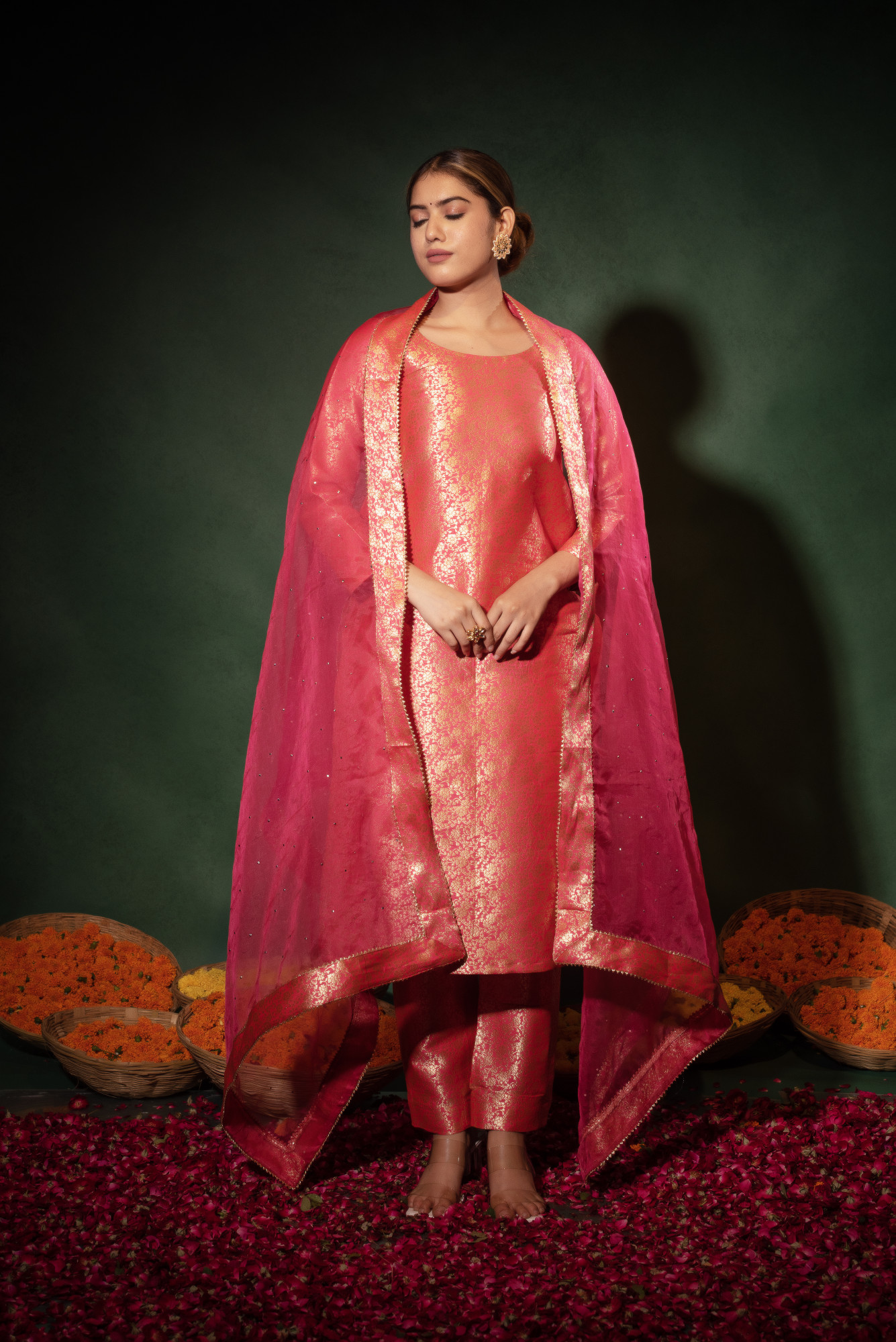 Kesariya Banarsi Straight Suit Set