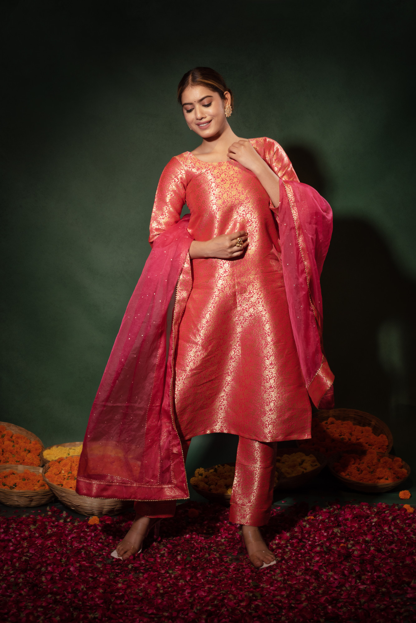 Kesariya Banarsi Straight Suit Set