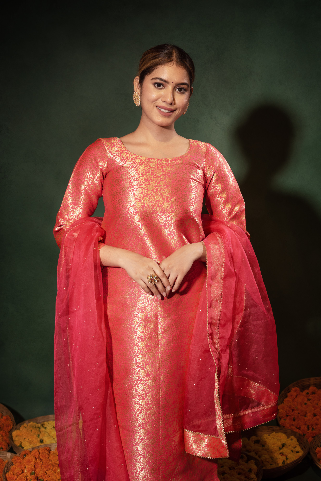 Kesariya Banarsi Straight Suit Set