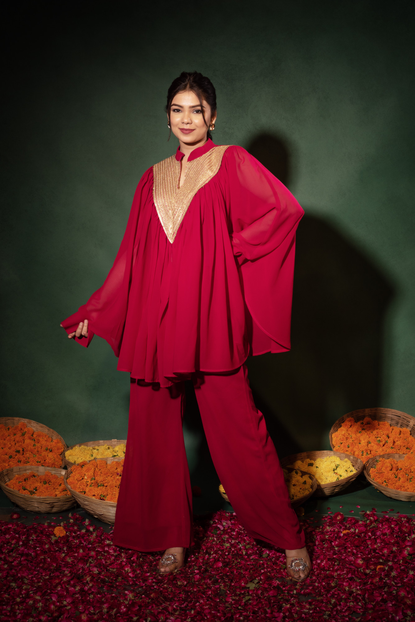 Rose Georgette Embelished Coordset