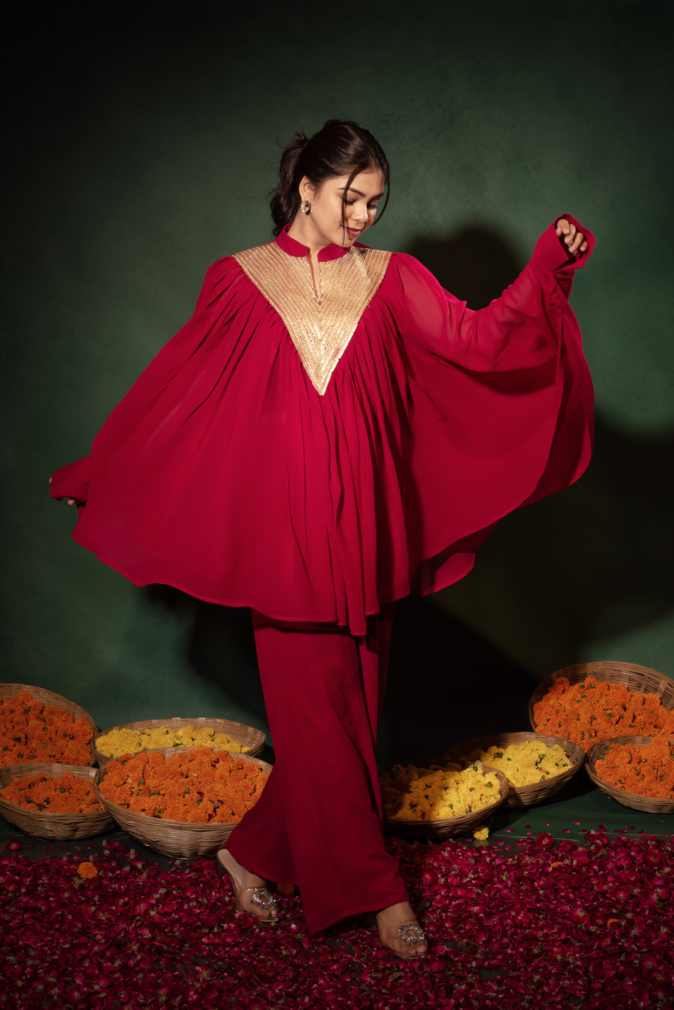 Rose Georgette Embelished Coordset