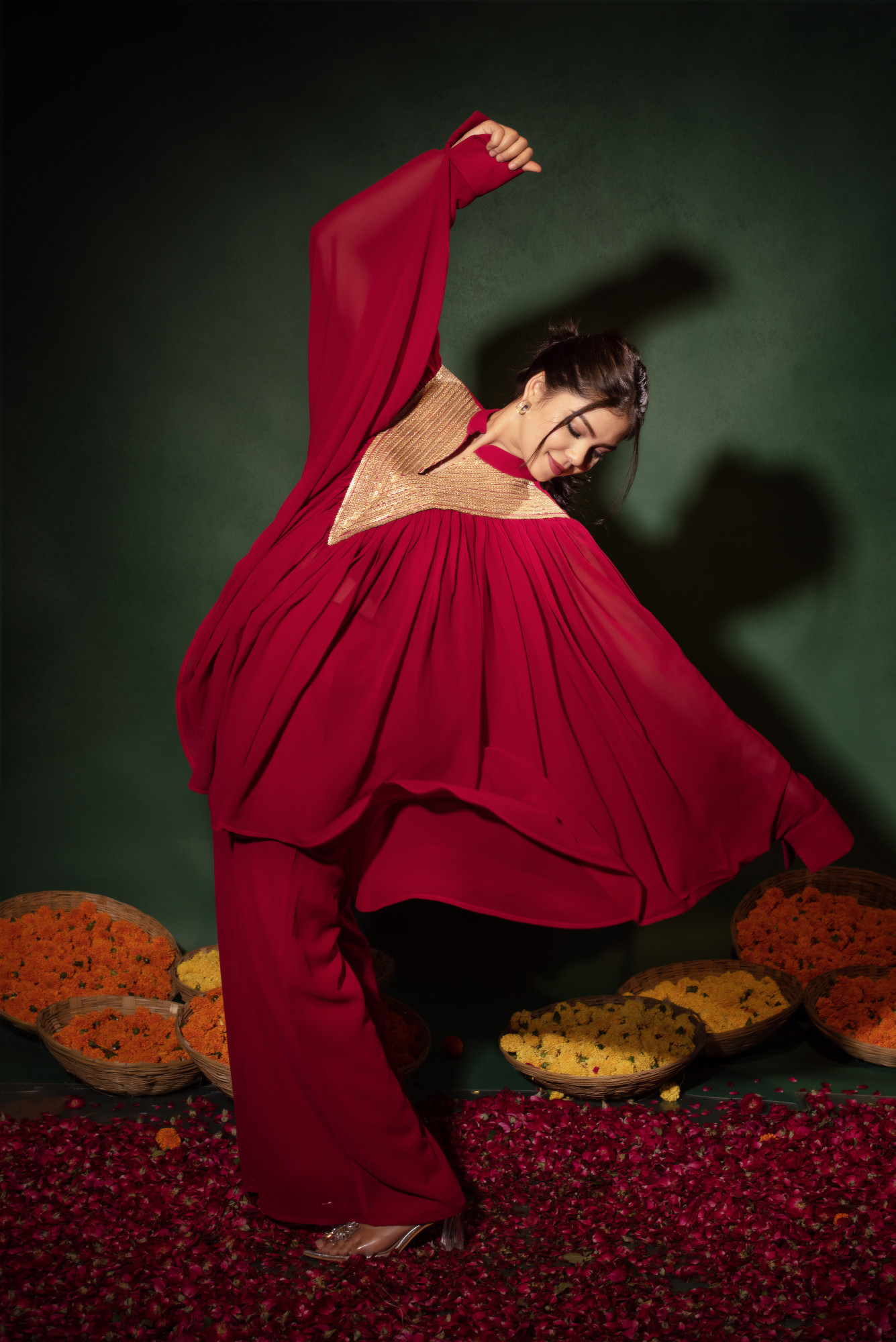 Rose Georgette Embelished Coordset