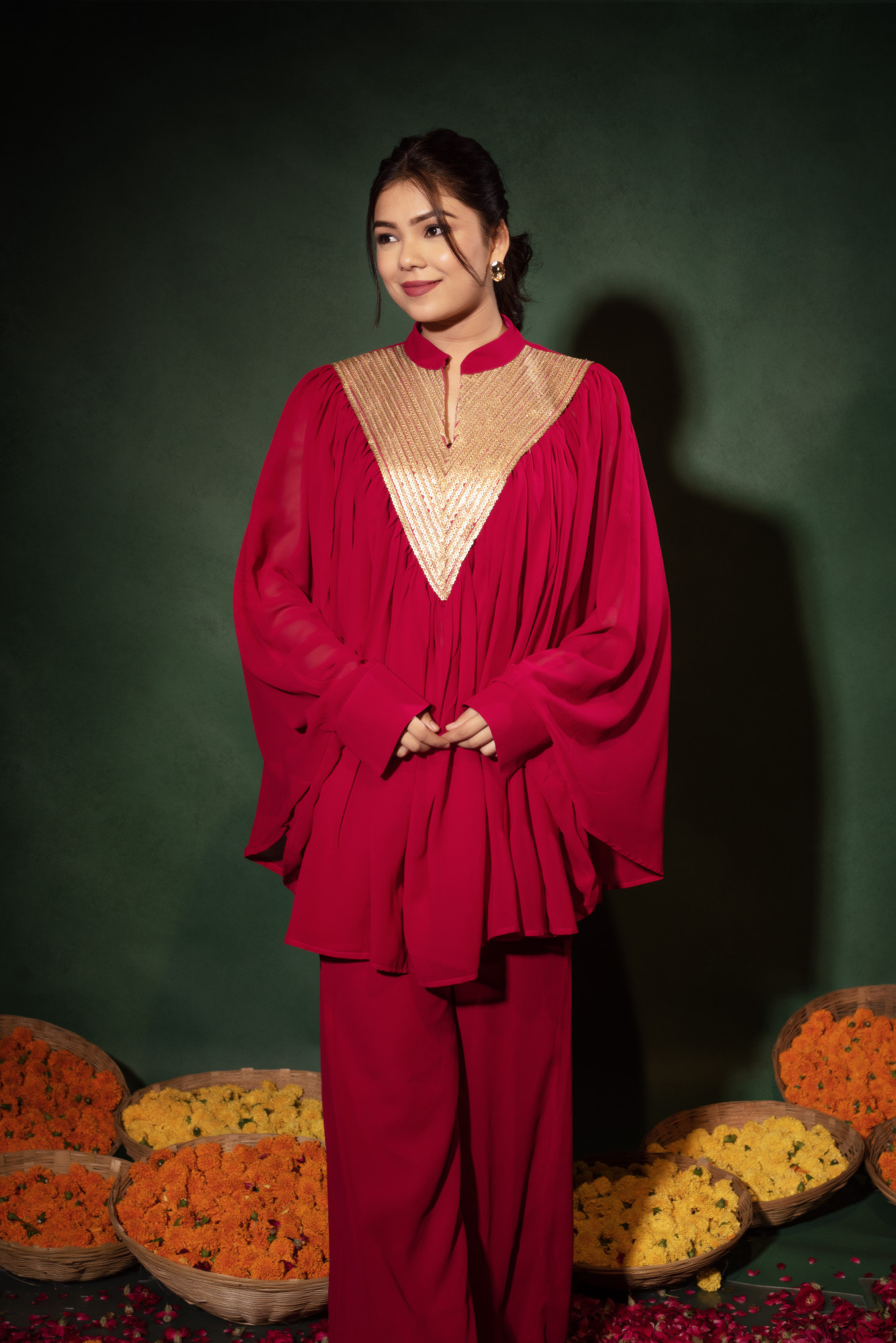 Rose Georgette Embelished Coordset