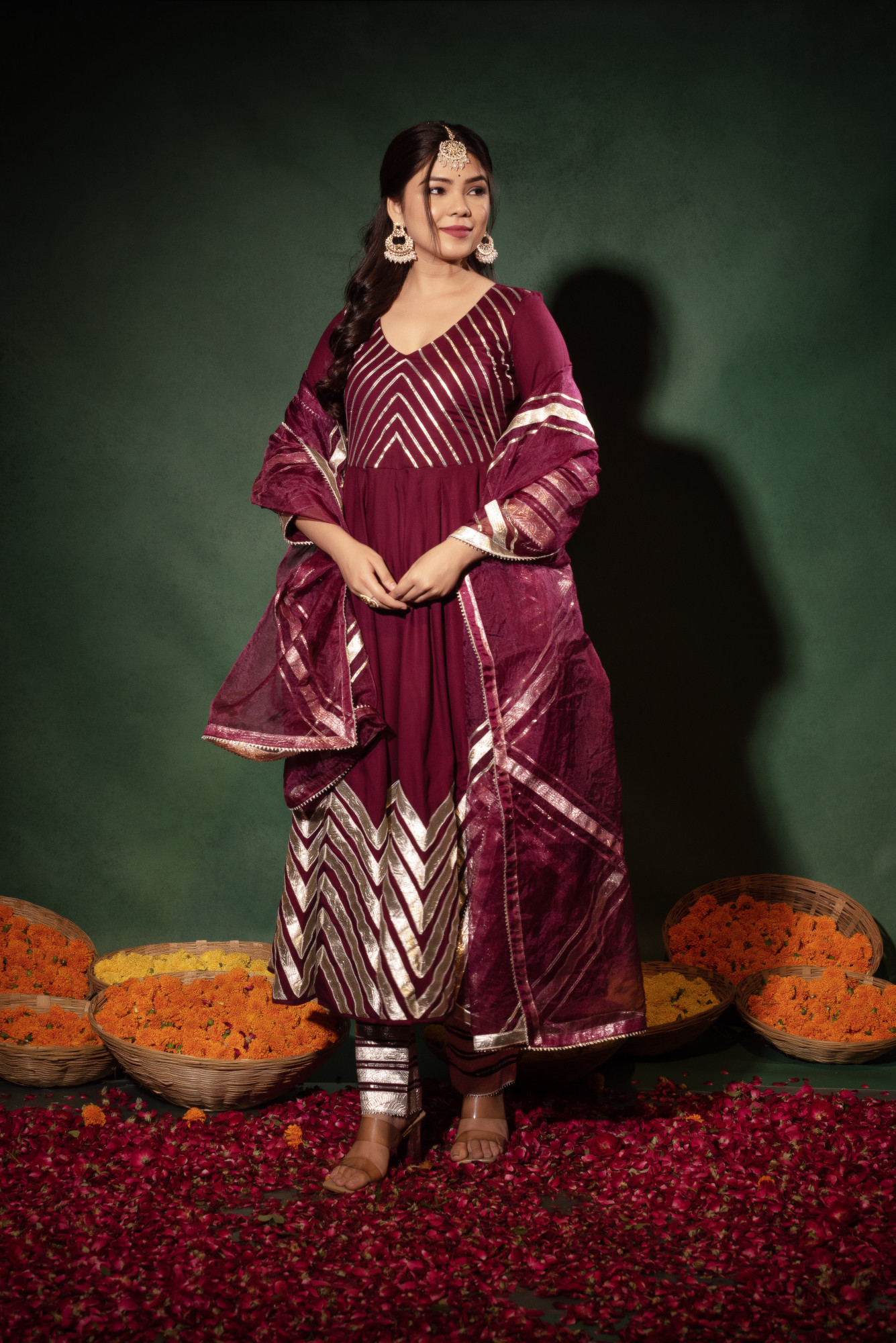 Royal Wine Anarkali Suit Set